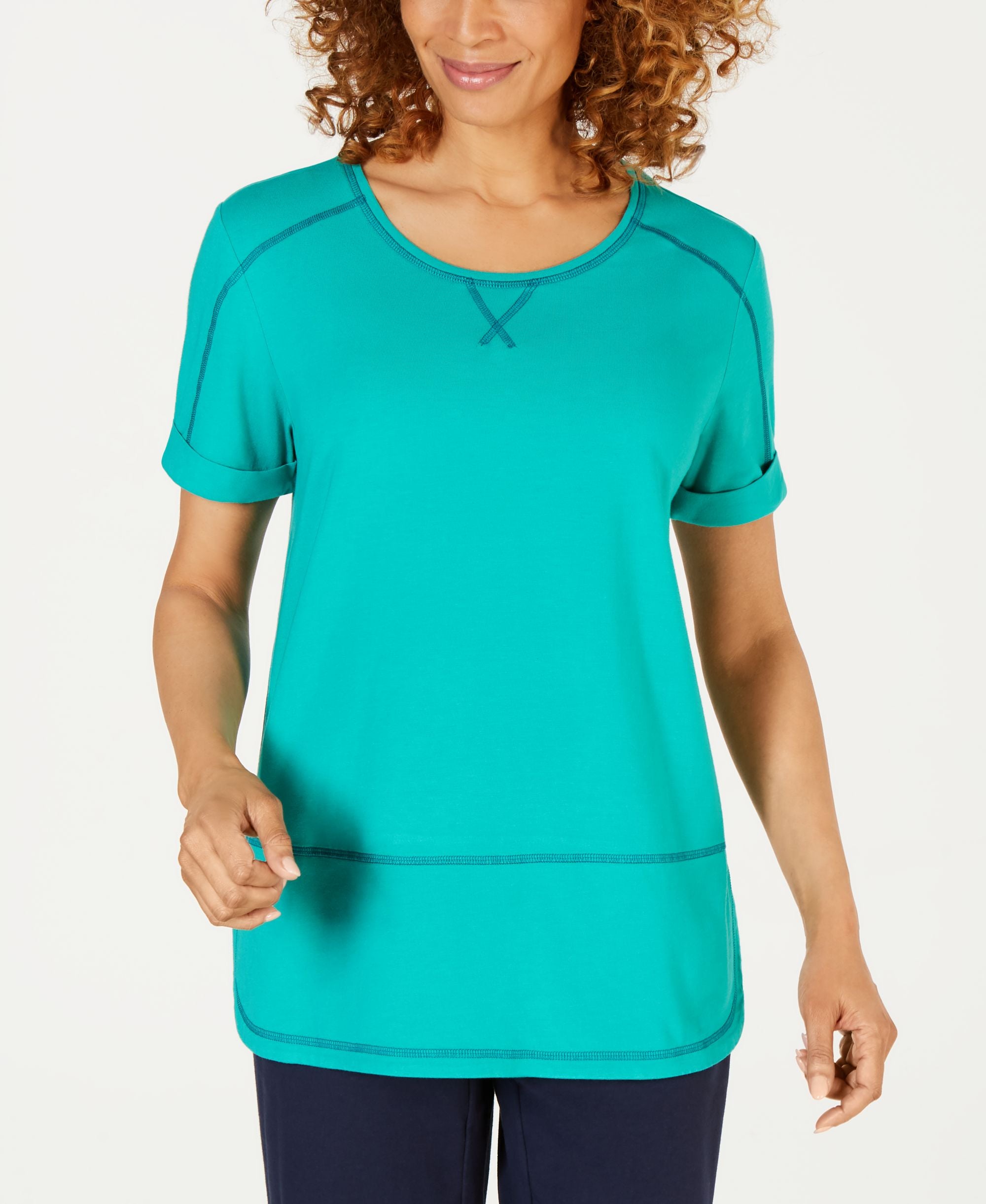 Contrast-Stitch Active T-Shirt