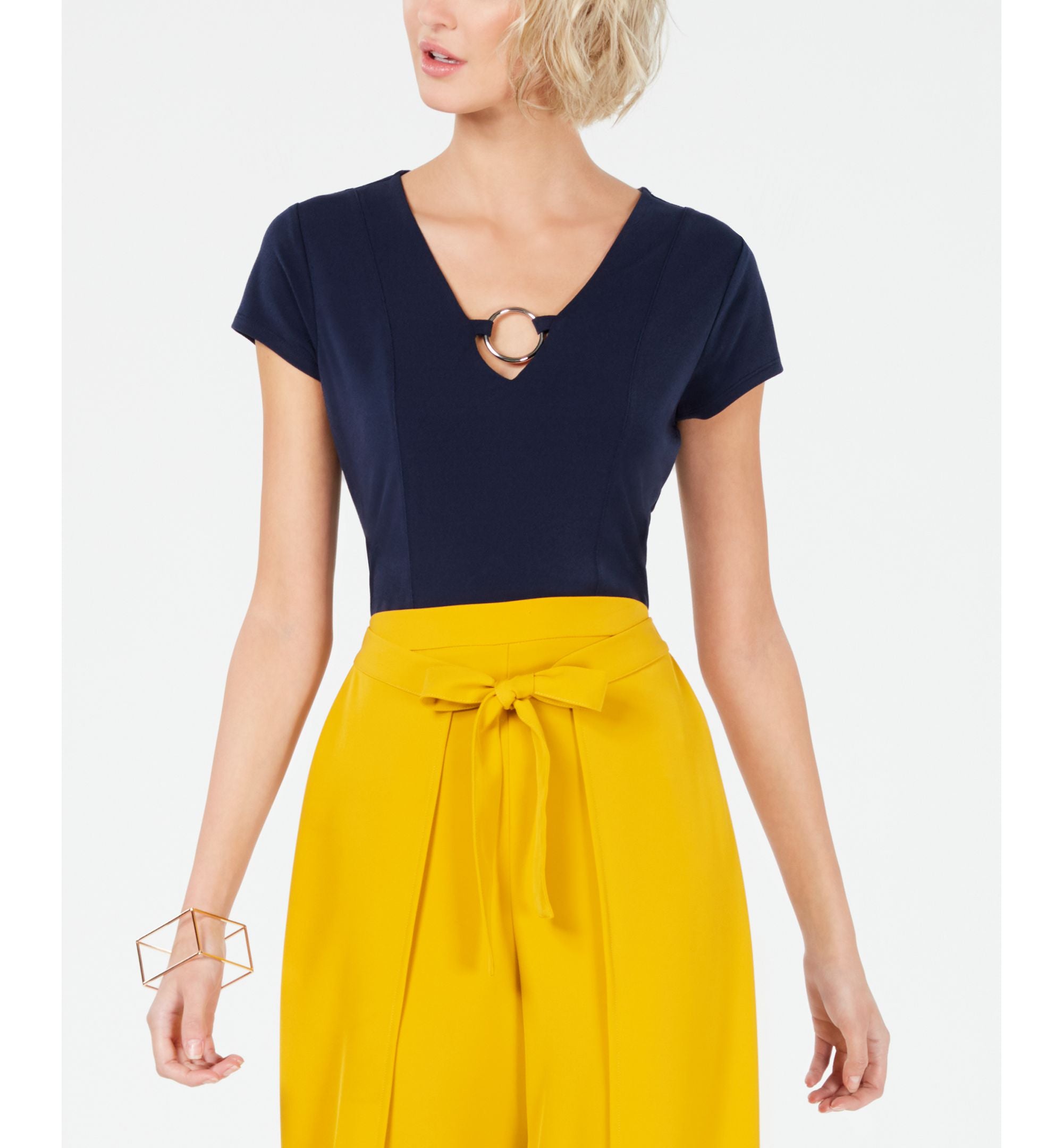 Bar III O Ring V Neck Top