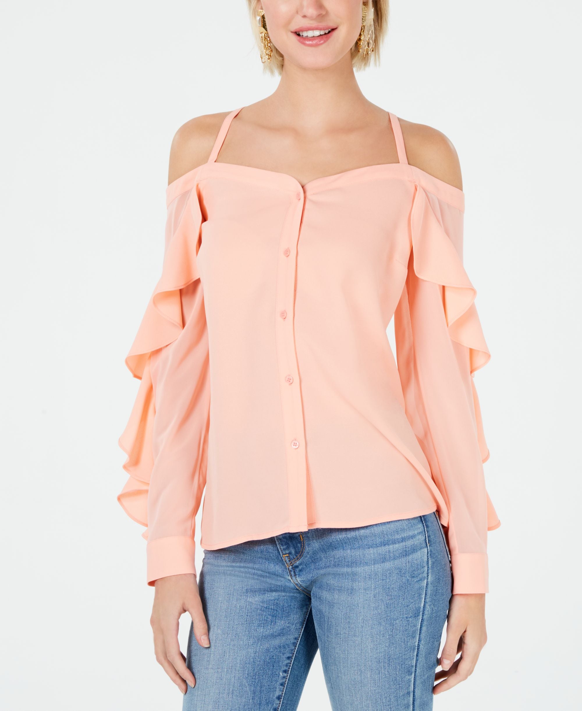 Bar III Off The Shoulder Ruffle Trim Blouse