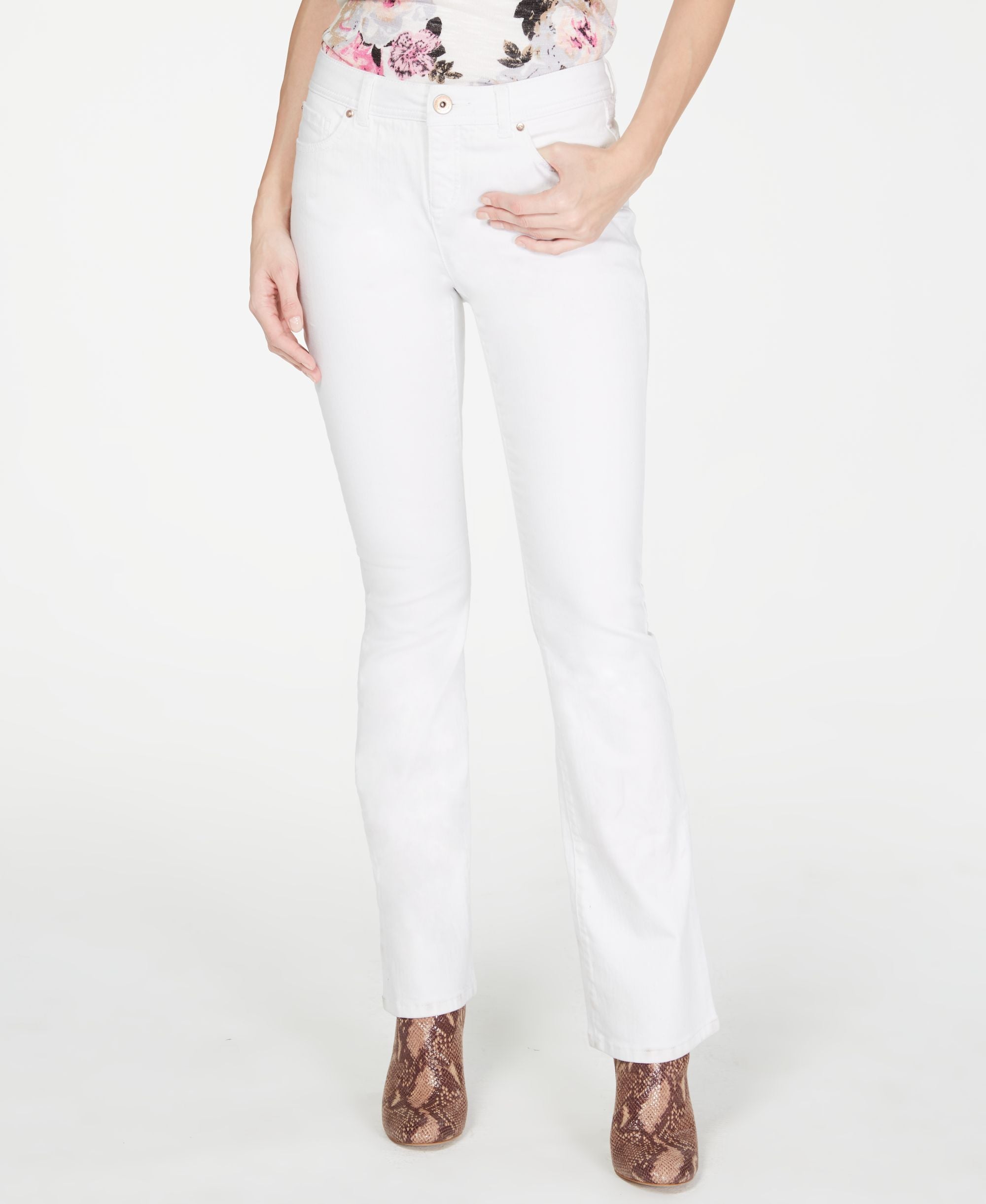 INC Petite White Boot-Cut Jeans