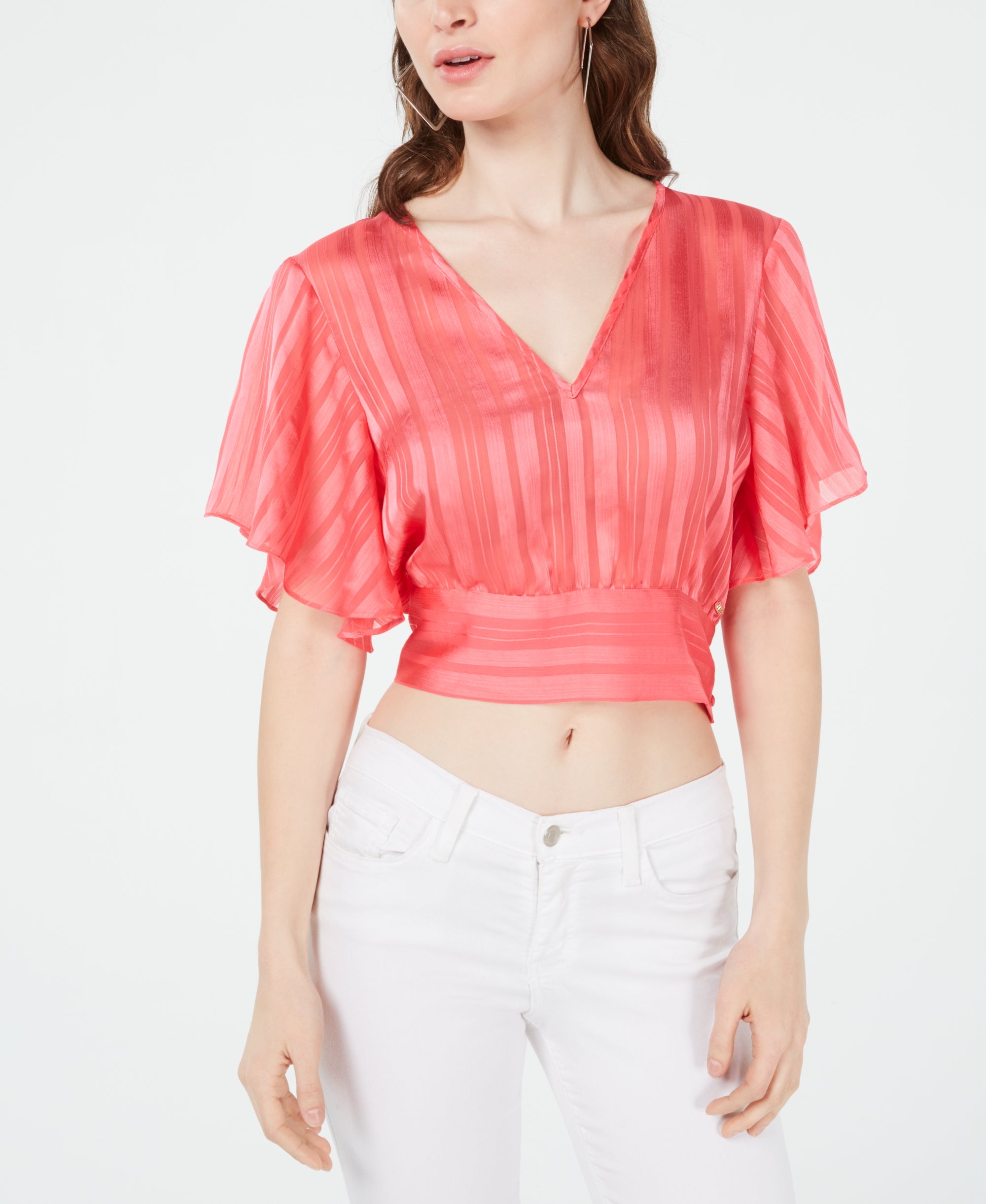 Mabel Cropped Butterfly-Sleeve Top