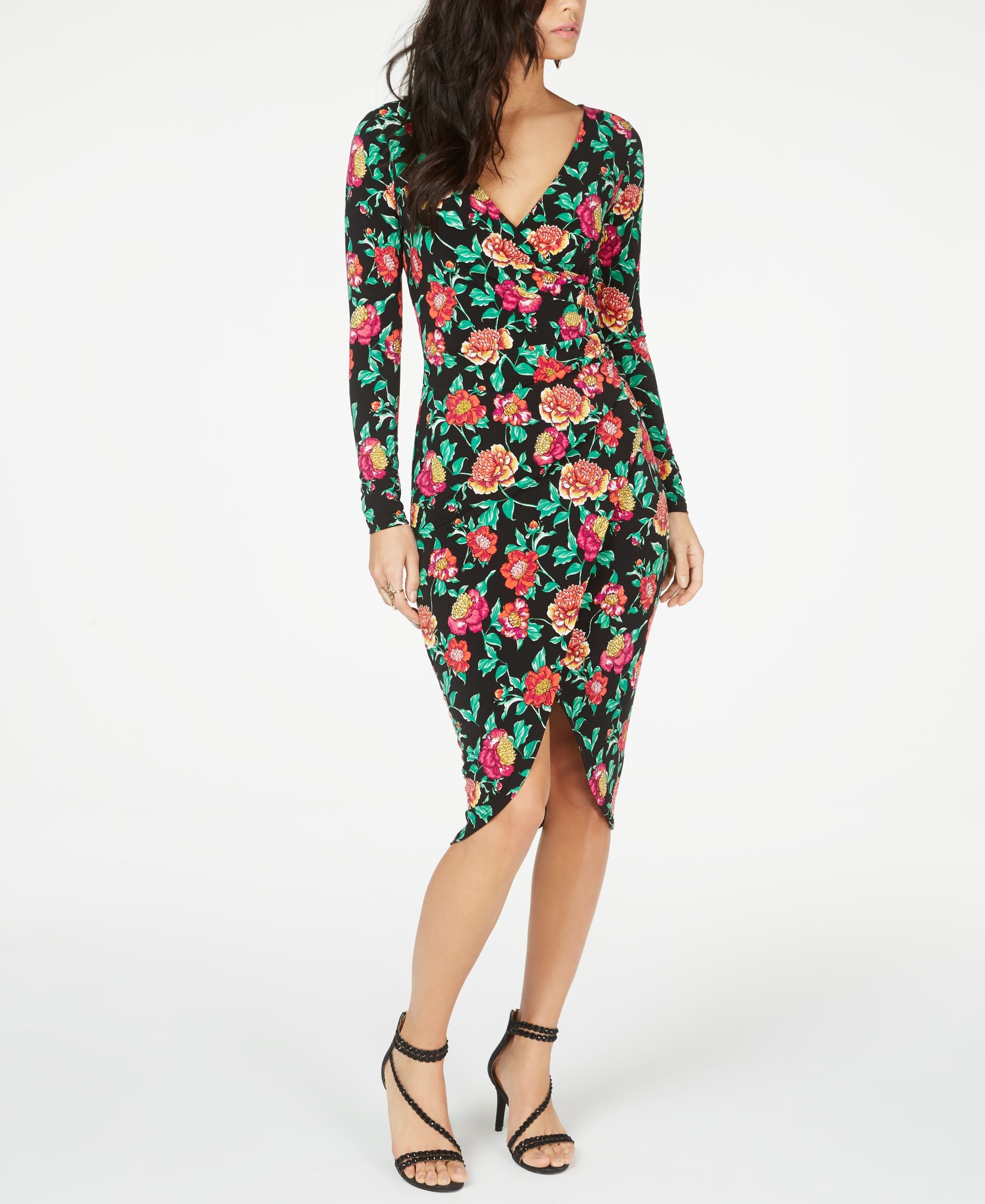 Thalia Sodi Floral Print Crossover Dress