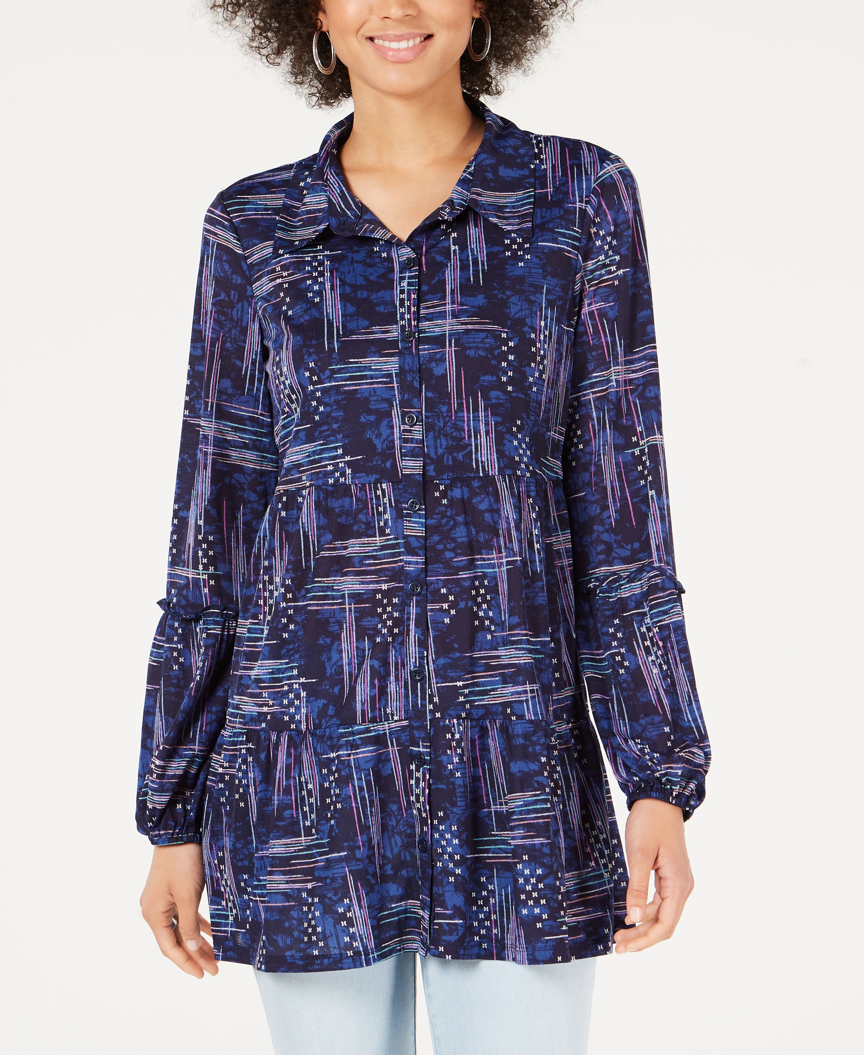 Style & Co Printed Ruffled Tunic