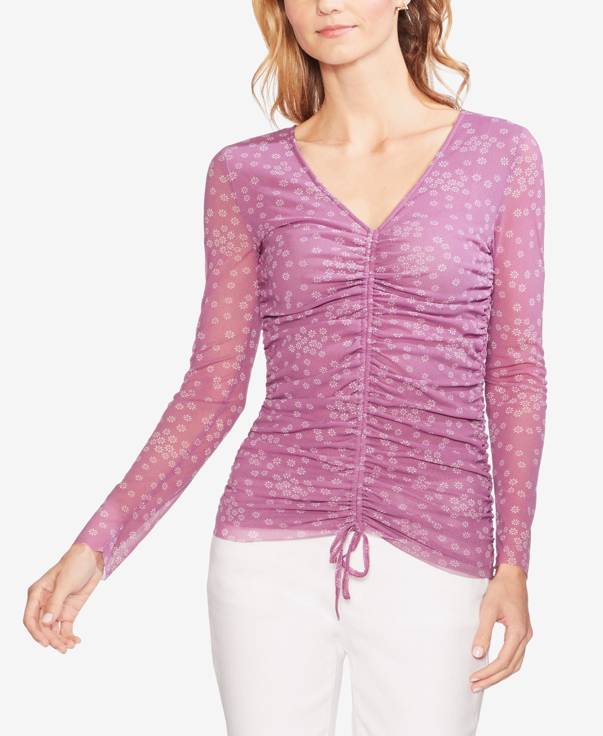 Vince Camuto Floral Drawstring Top