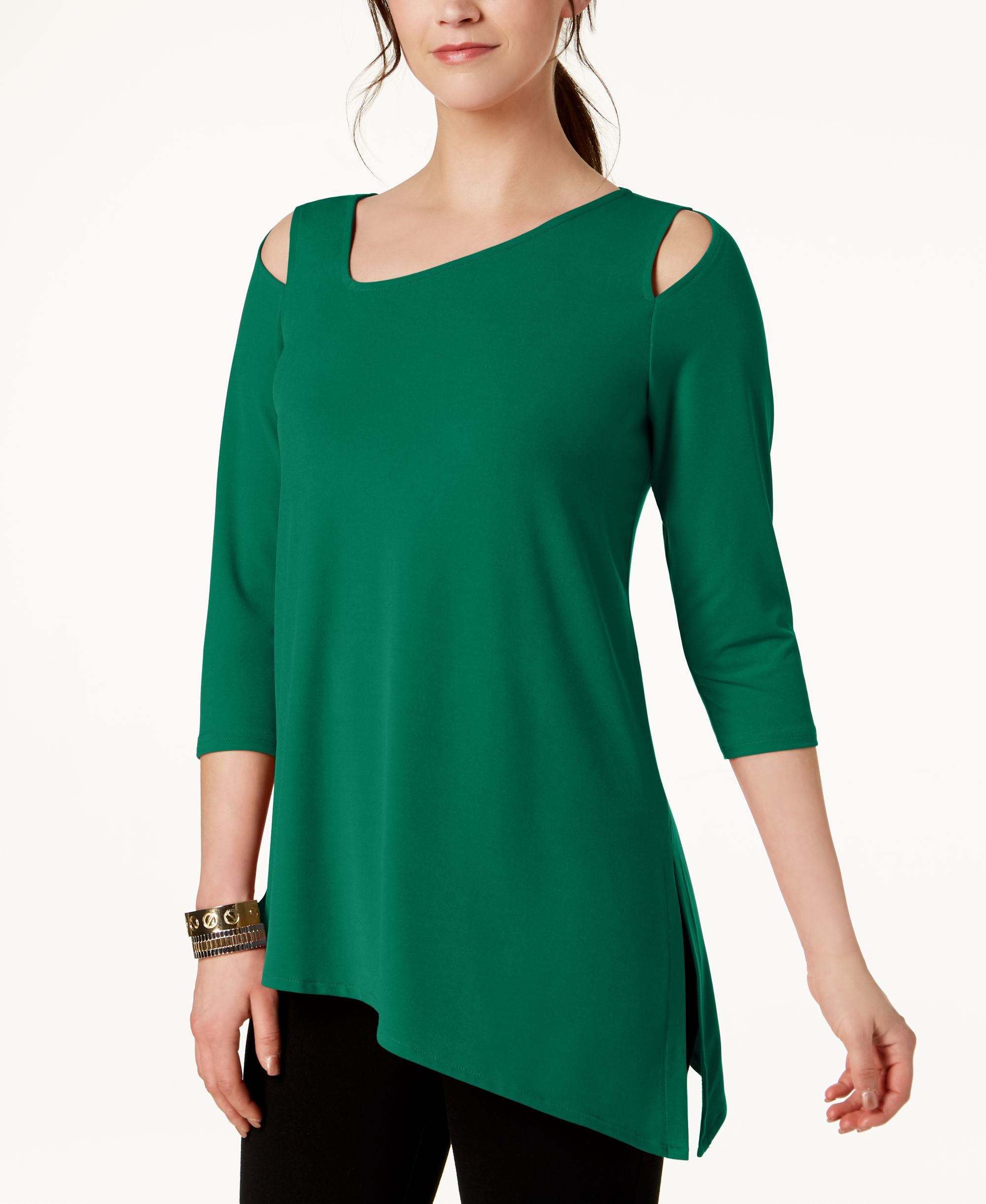 Alfani Petite Asymmetrical Cold Shoulder Top