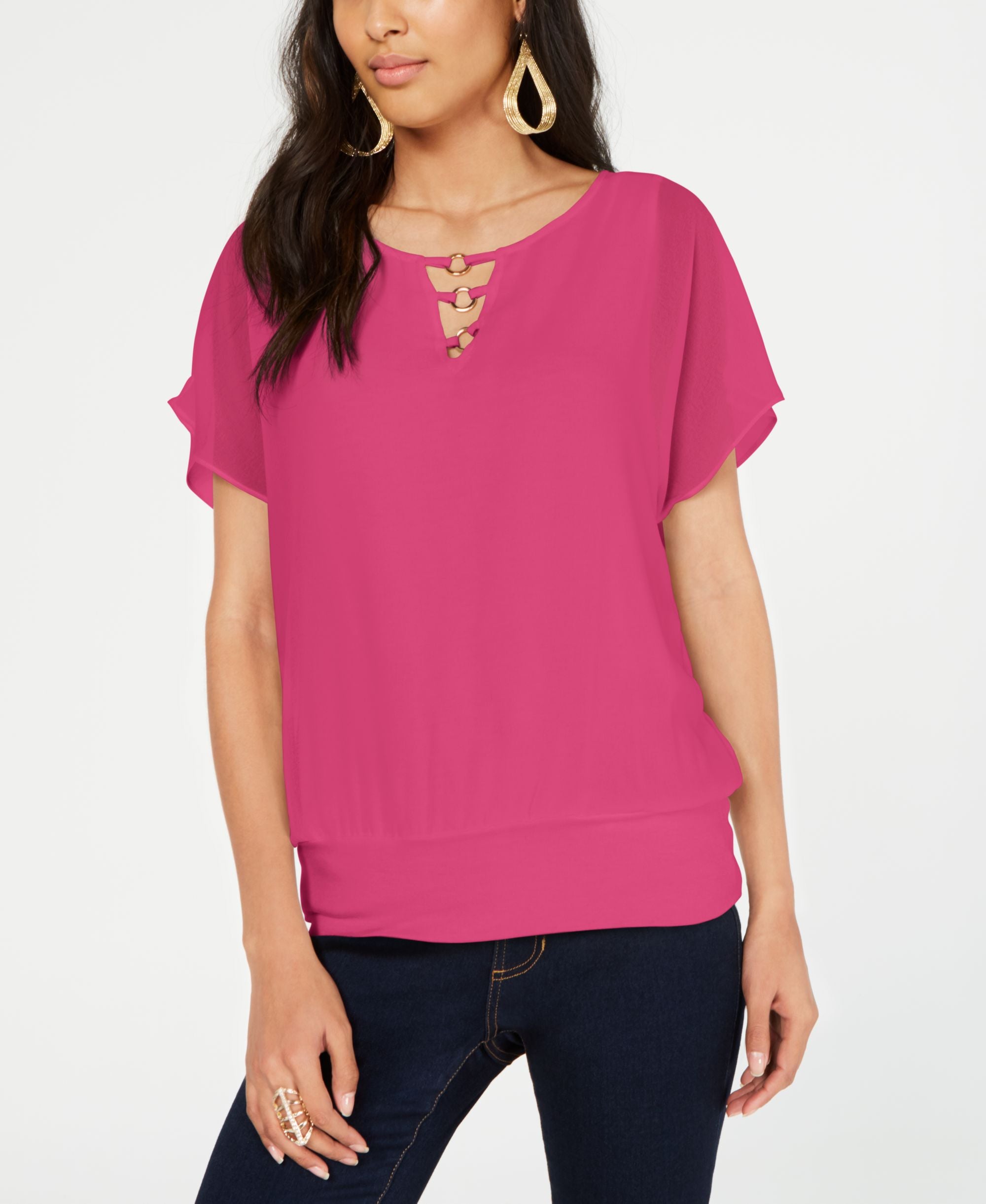 Thalia Sodi Embellished Banded Hem Top