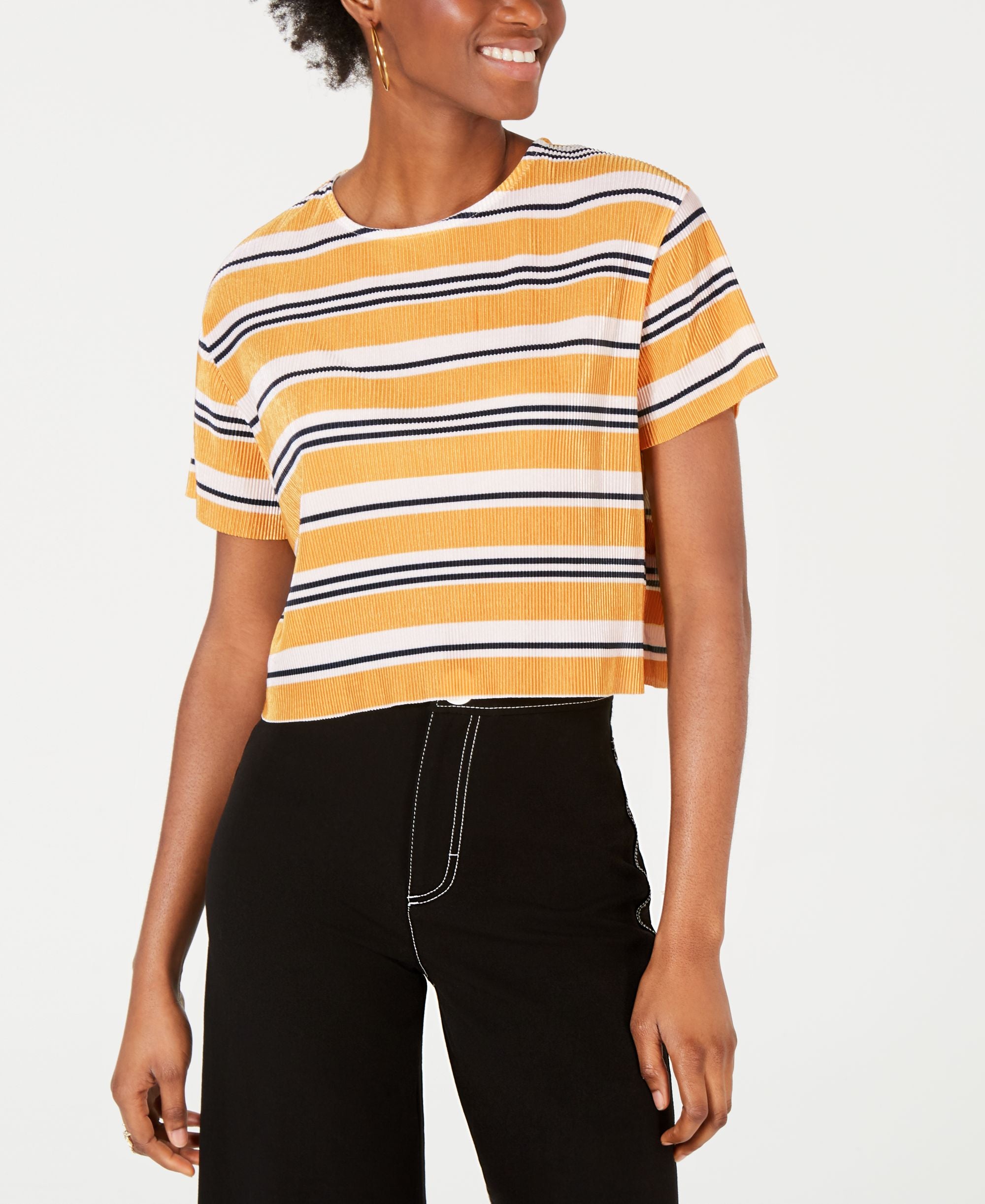 House Of Polly Striped Cropped T-Shirt