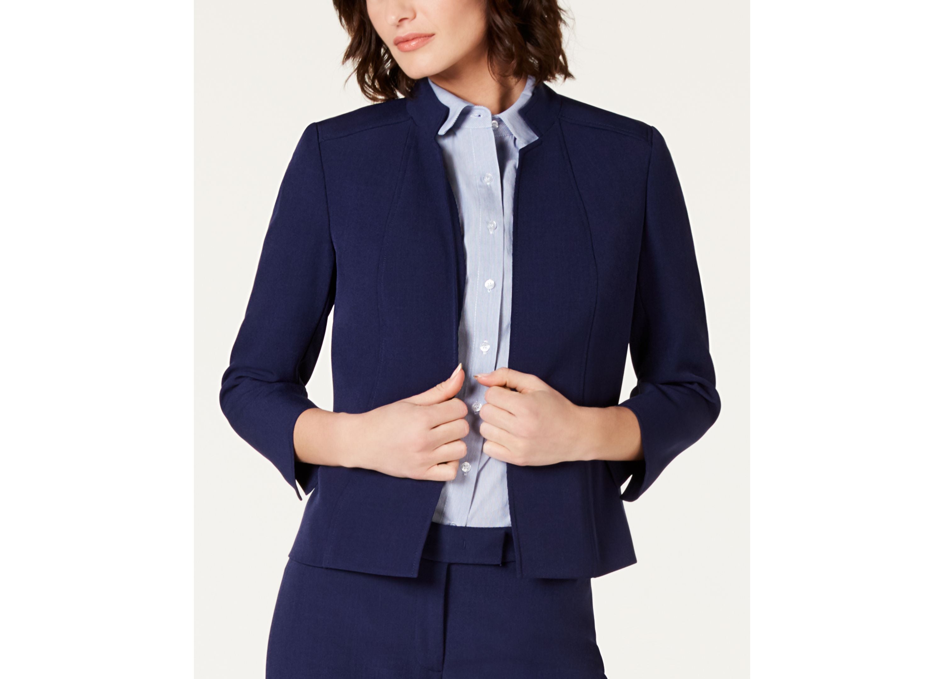Star-Collar Open-Front Blazer