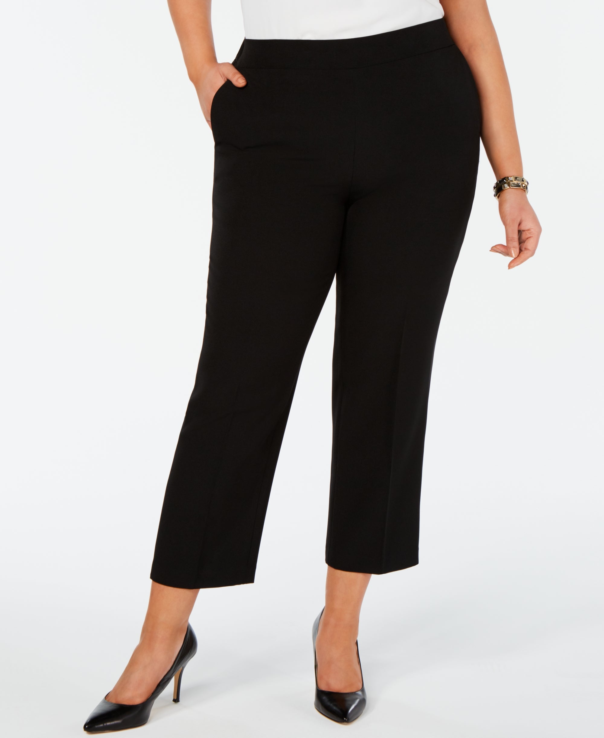Plus Size Pull-On Ankle Pants