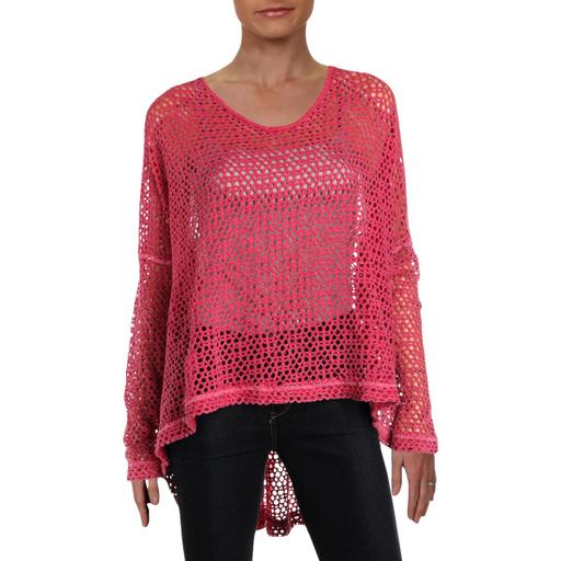 We The Free Womens Mesh Long Sleeves Casual Top Pink S