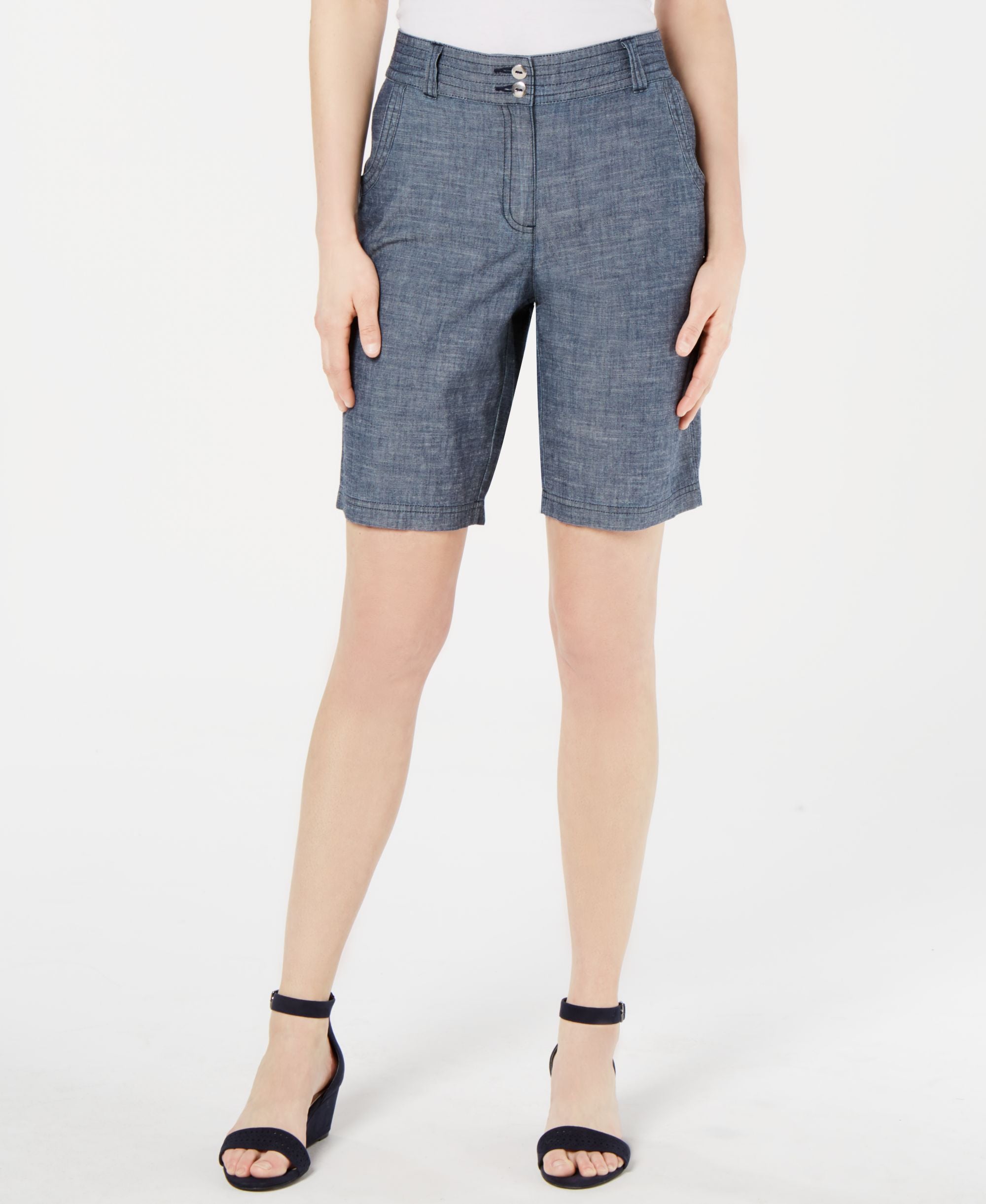 Karen Scott Cotton Chambray Shorts