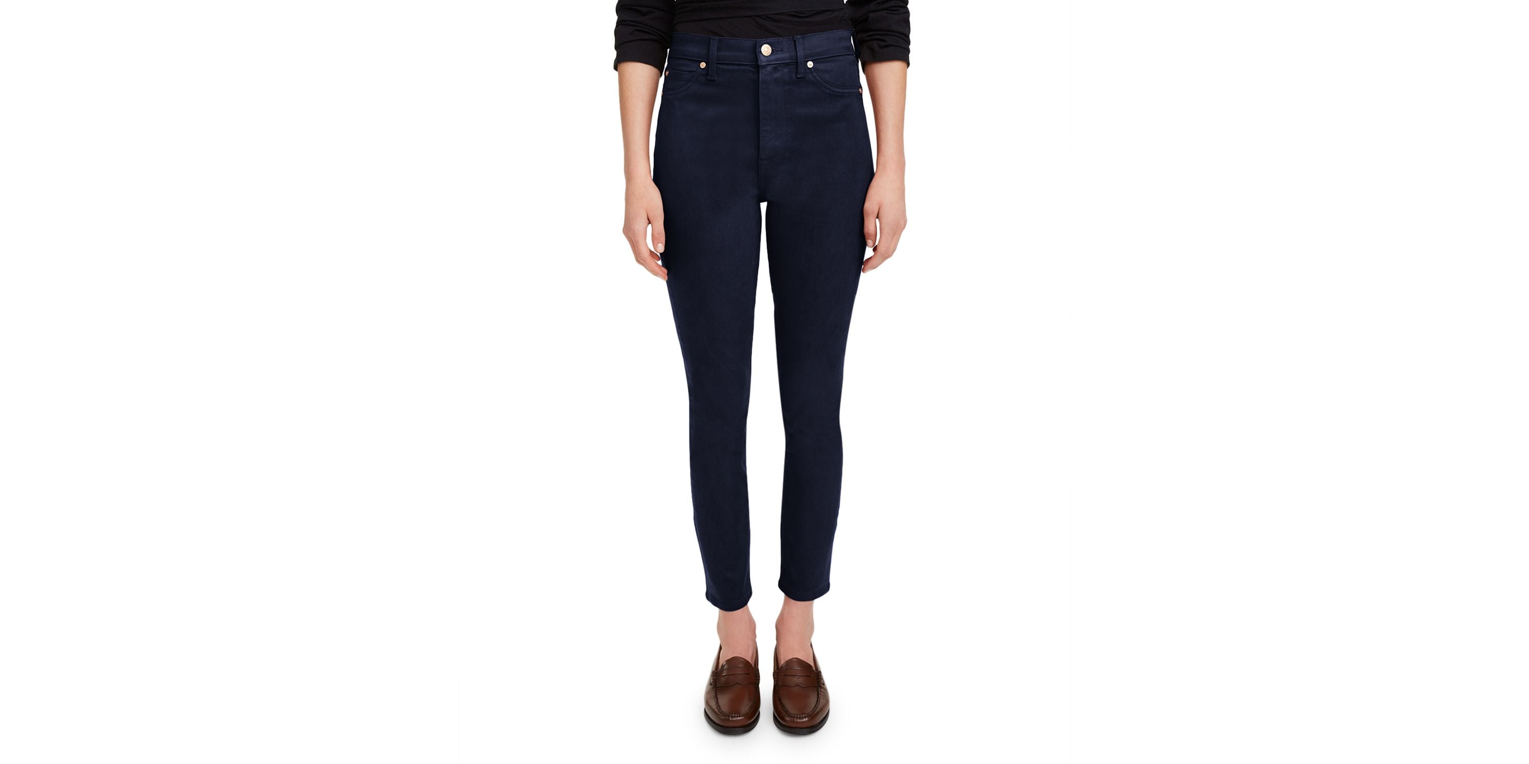 High Rise Coated Ankle Skinny Jeans