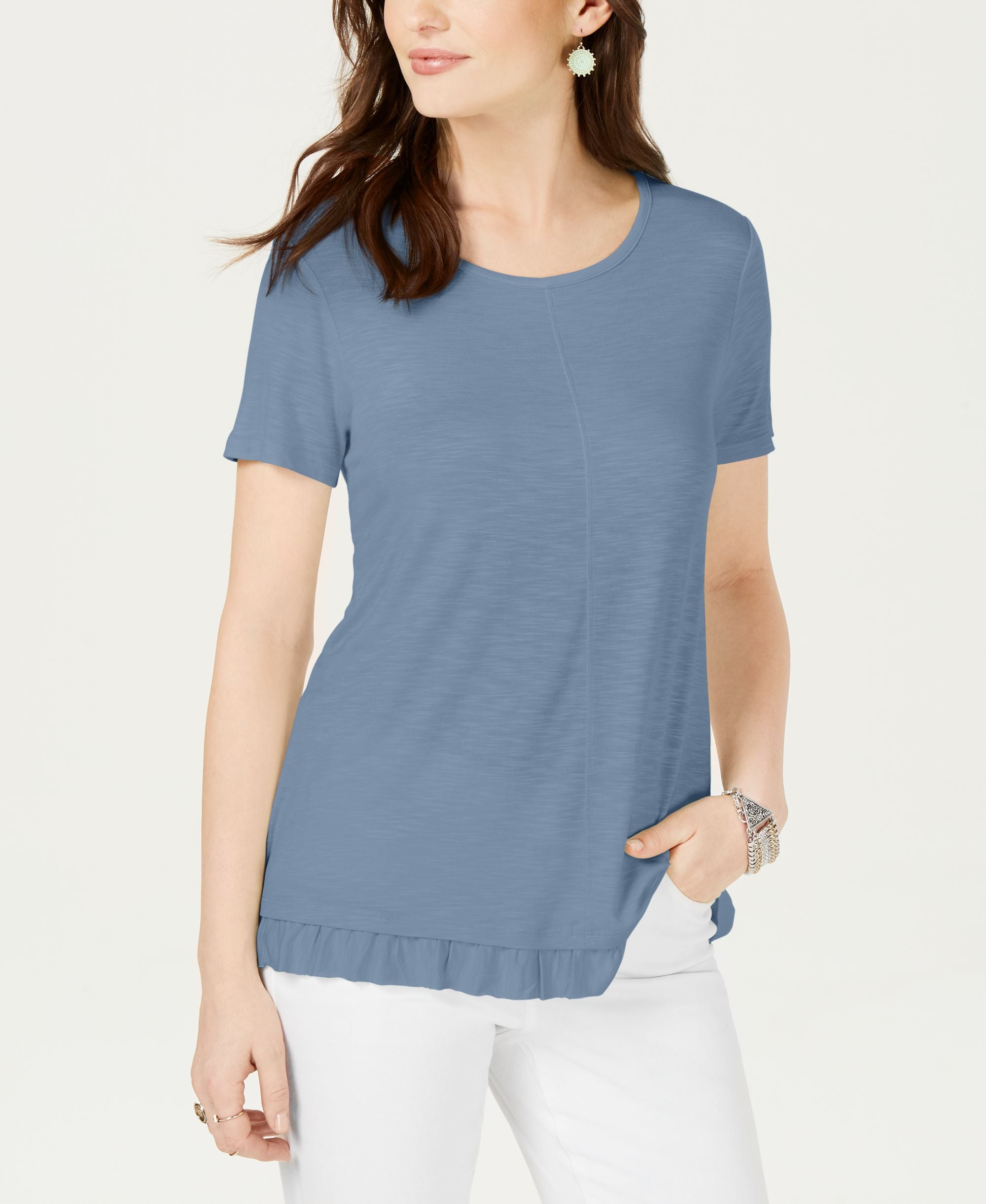 Style & Co Petite Ruffled Hem Top