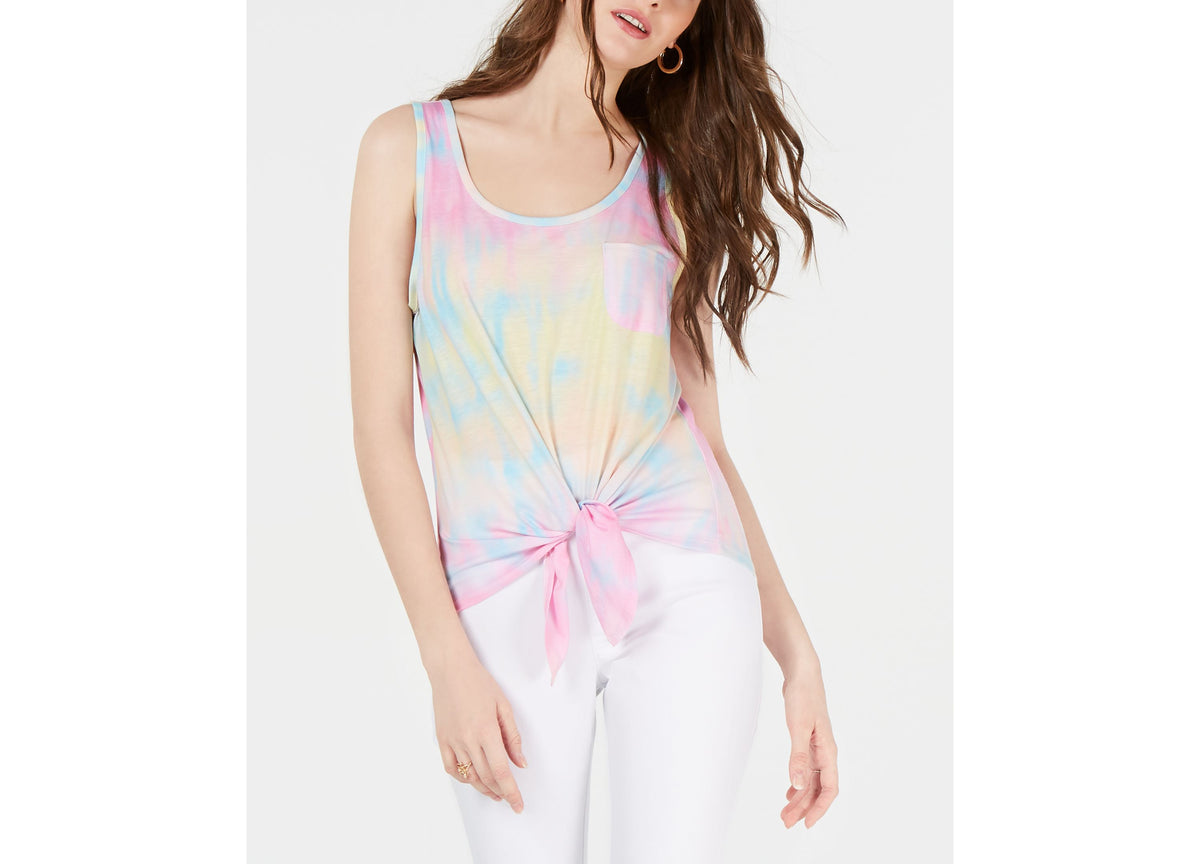 Juniors' Tie-Dye Tie-Front Tank Top