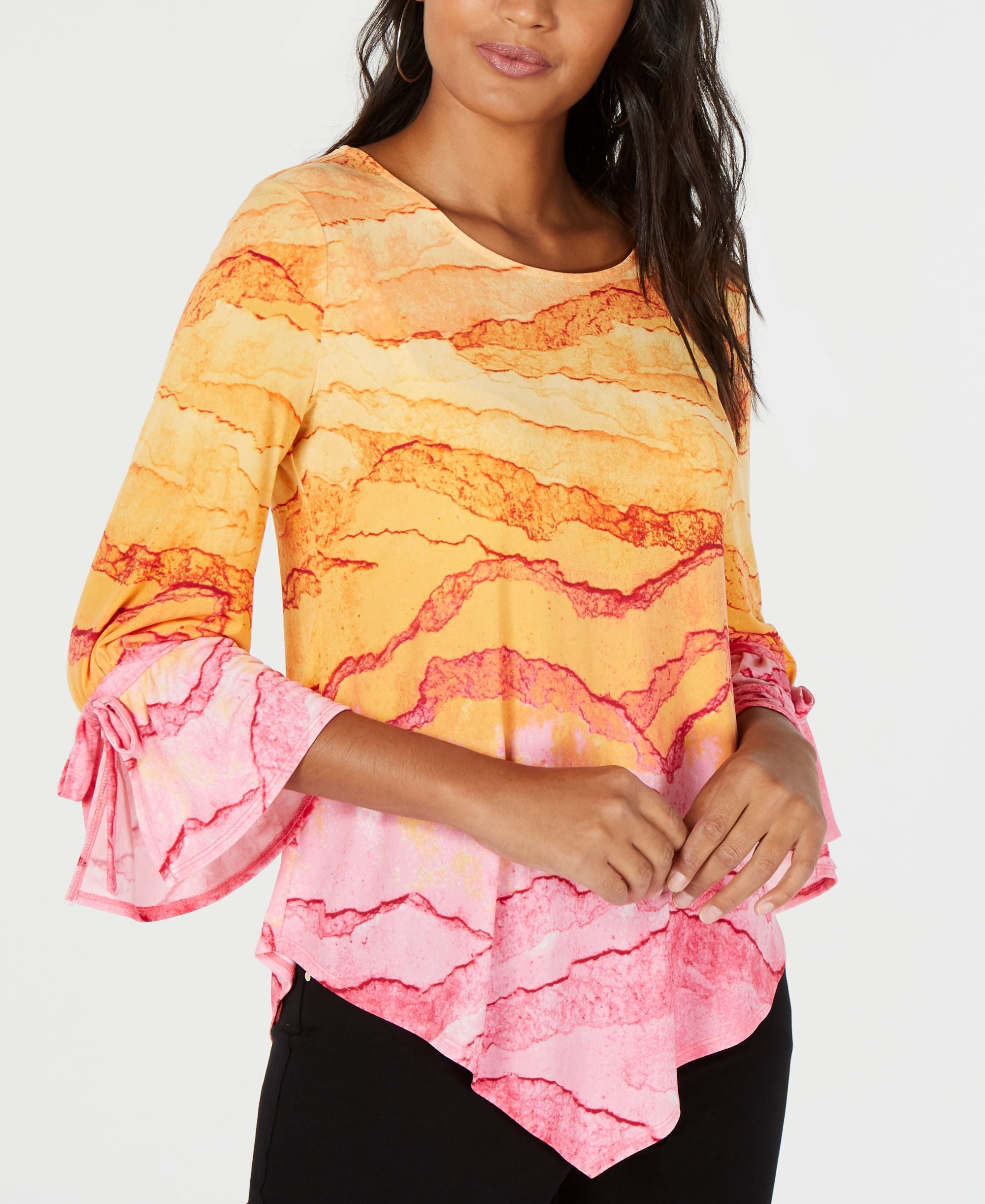 Alfani Printed Pointed Hem Top