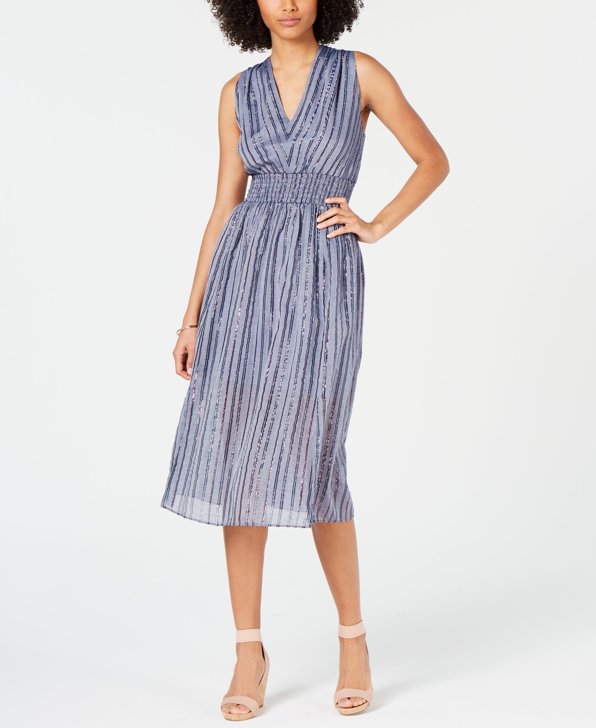 INC Smocked Split-Skirt Dress