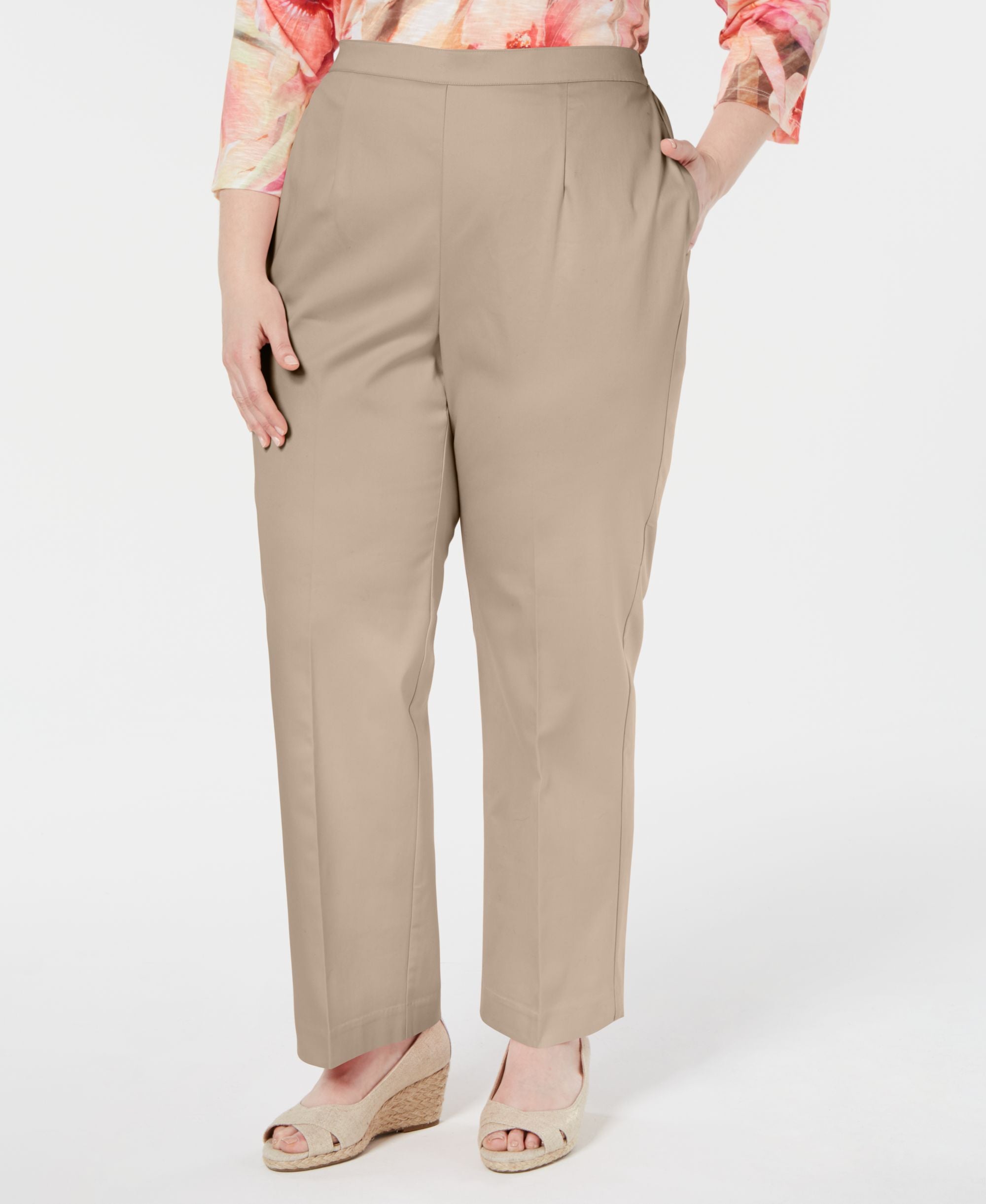 Alfred Dunner Plus Size Society Pages Flat Front Pull On Pants