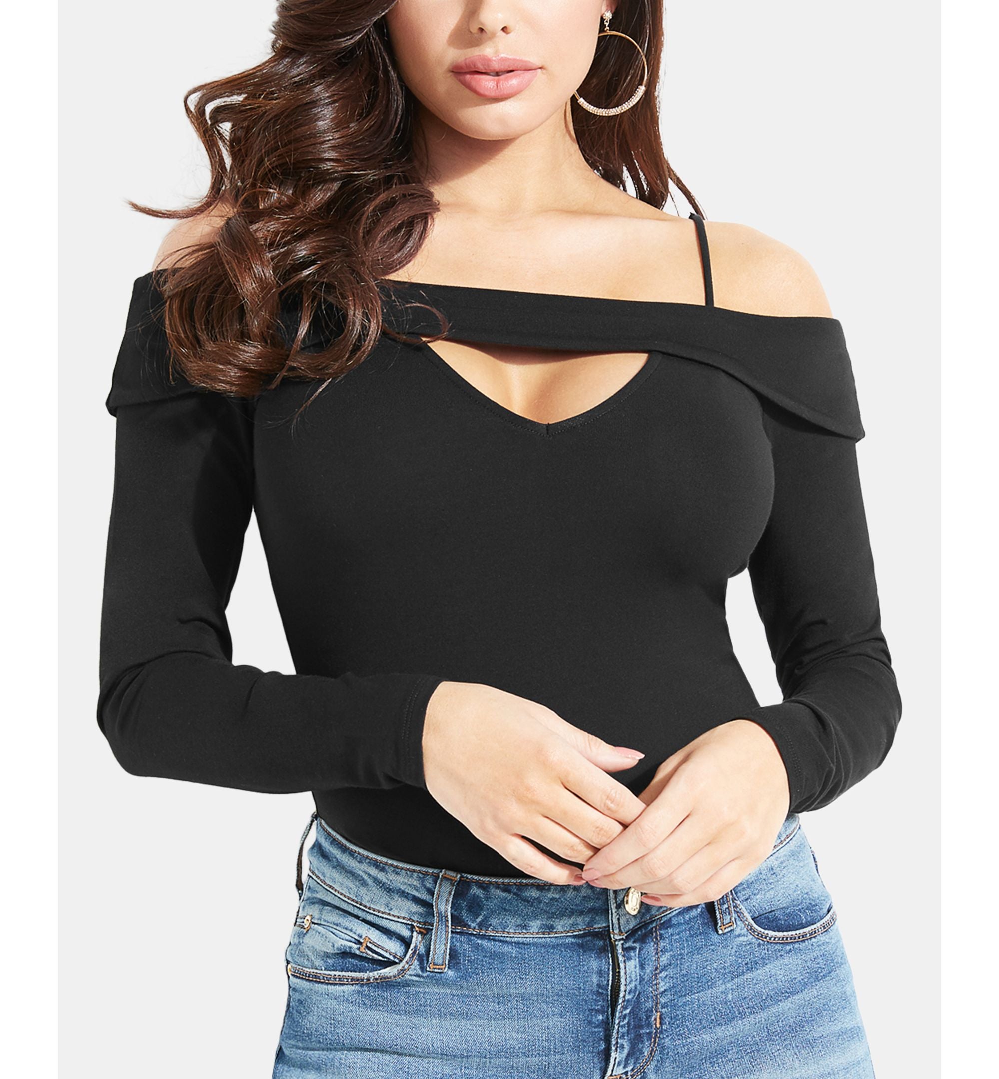 Kiersten Off-The-Shoulder Keyhole Bodysuit
