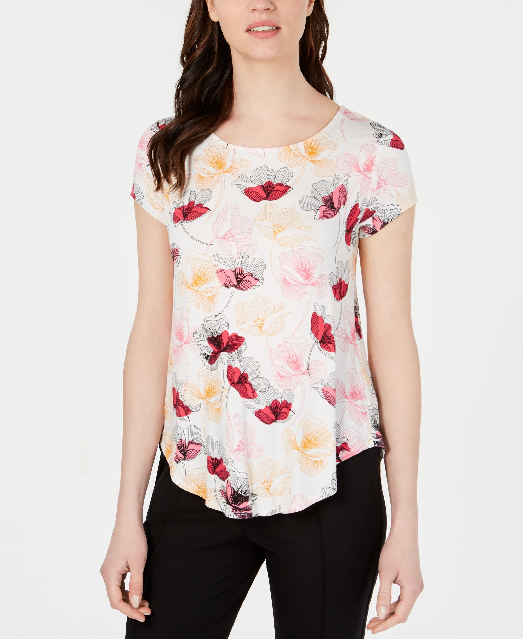 Petite Printed Round-Hem T-Shirt