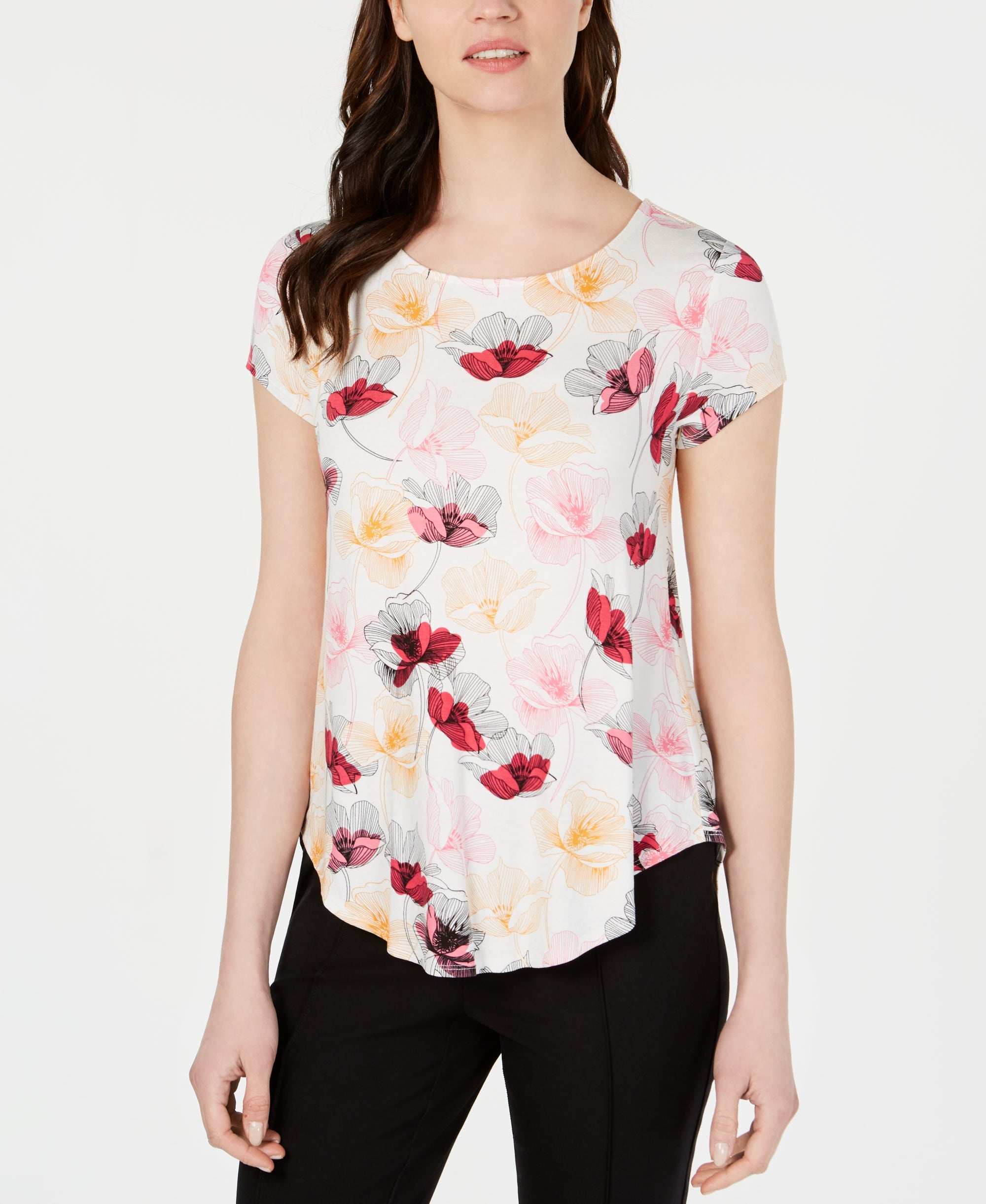 Petite Printed Round-Hem T-Shirt