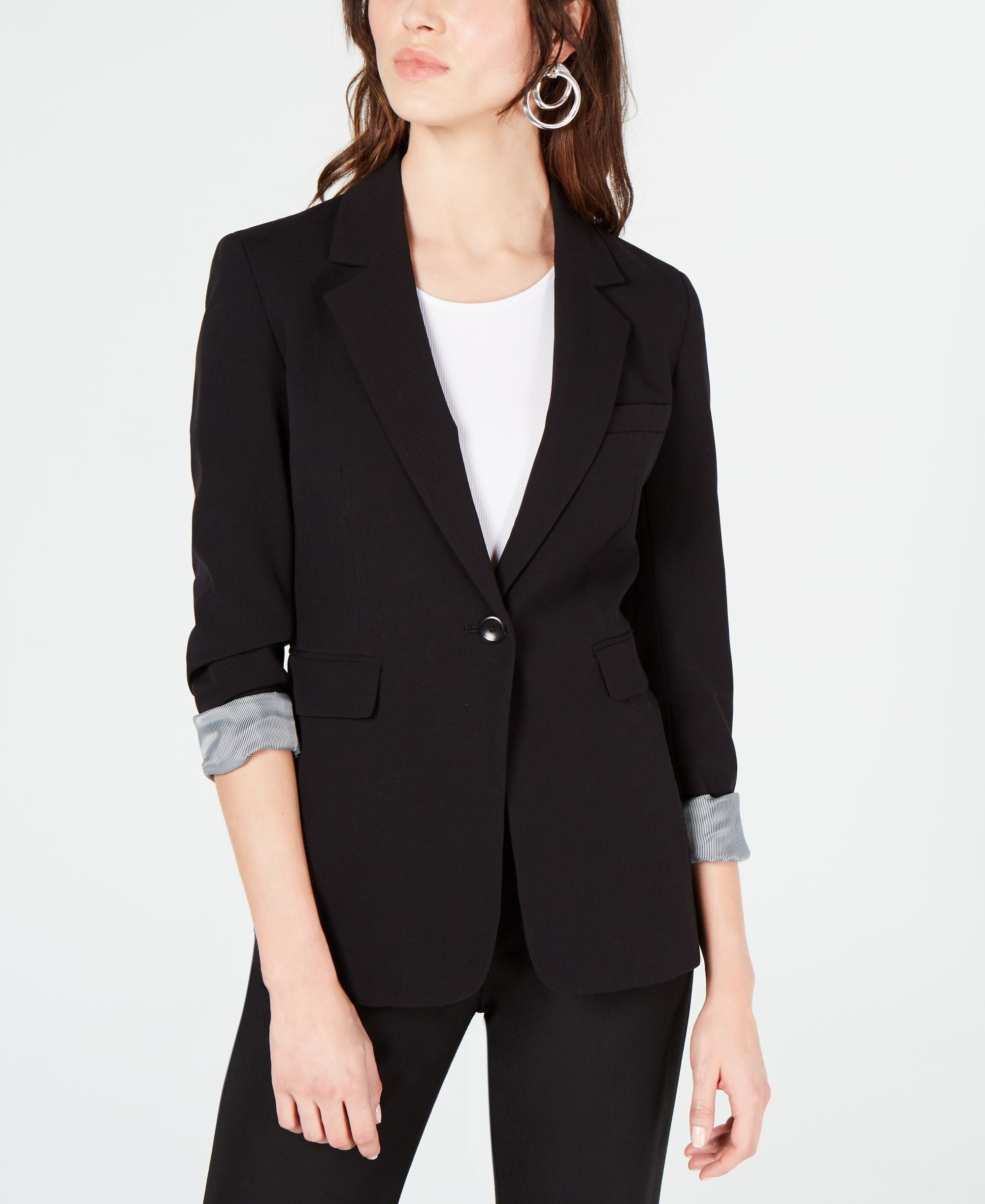Bar III Womens One Button Notch Collar Blazer