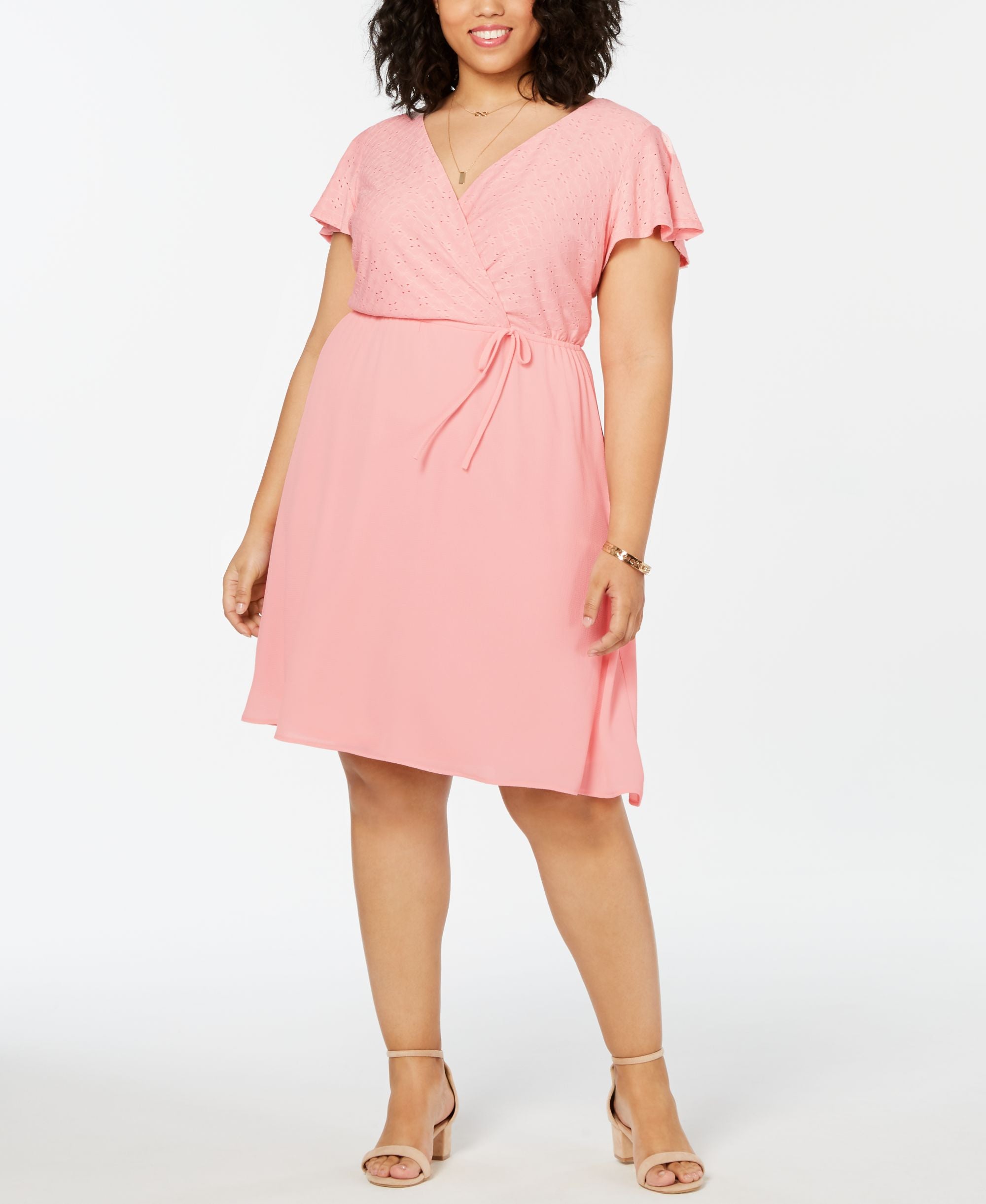 Plus Size Eyelet-Detail Fit & Flare Dress