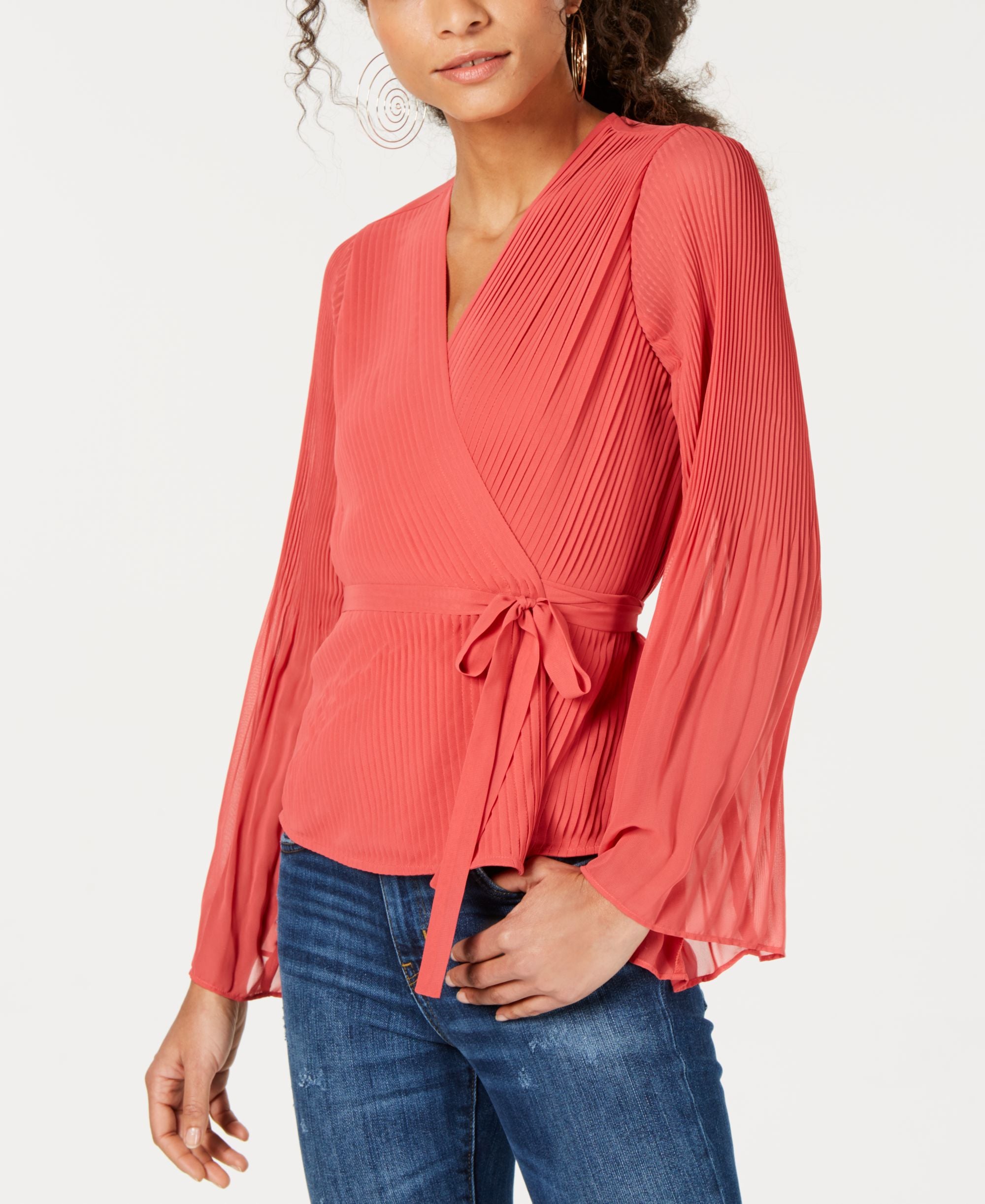 Pleated Wrap Blouse
