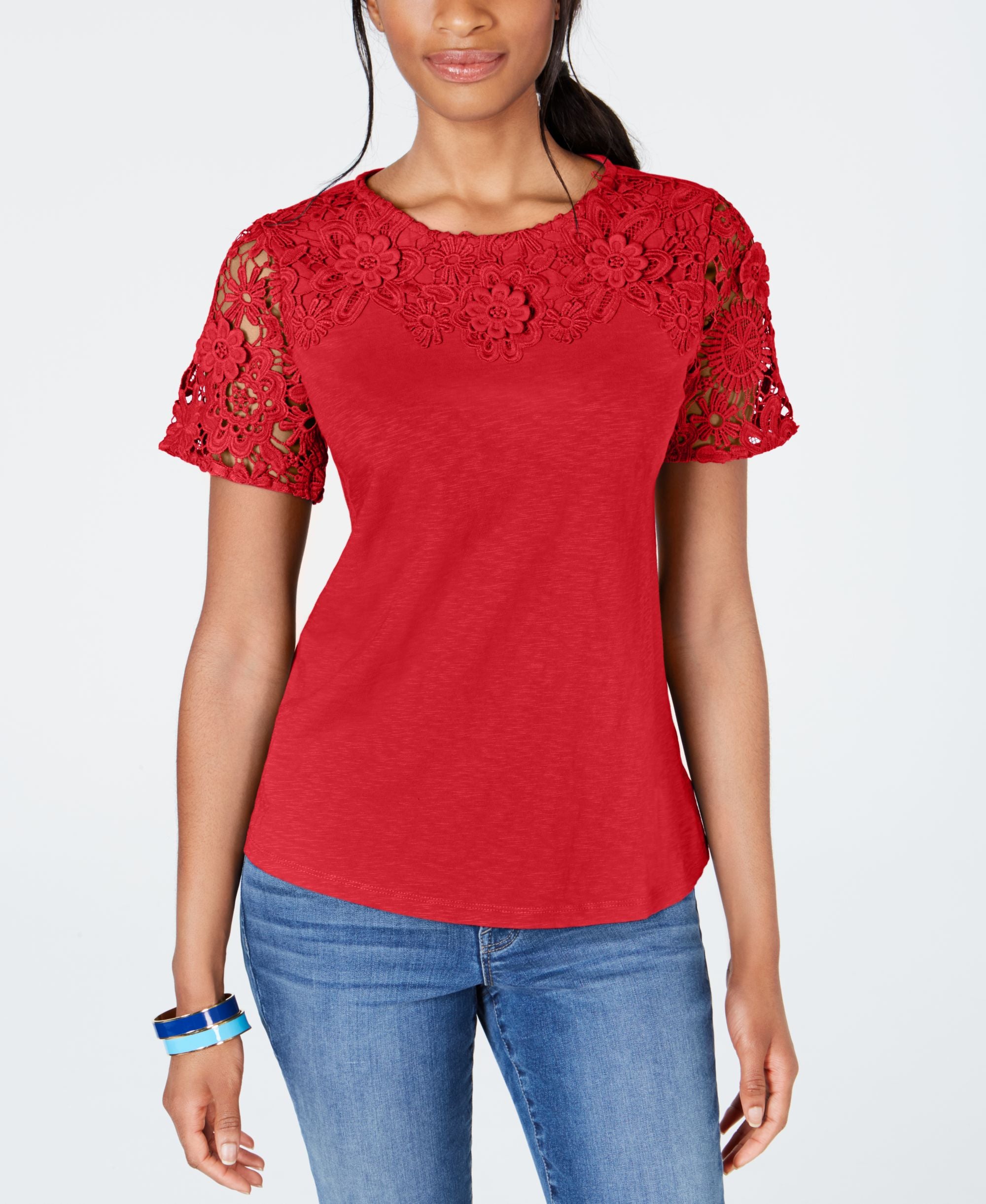 Petite Cotton Embroidered T-Shirt