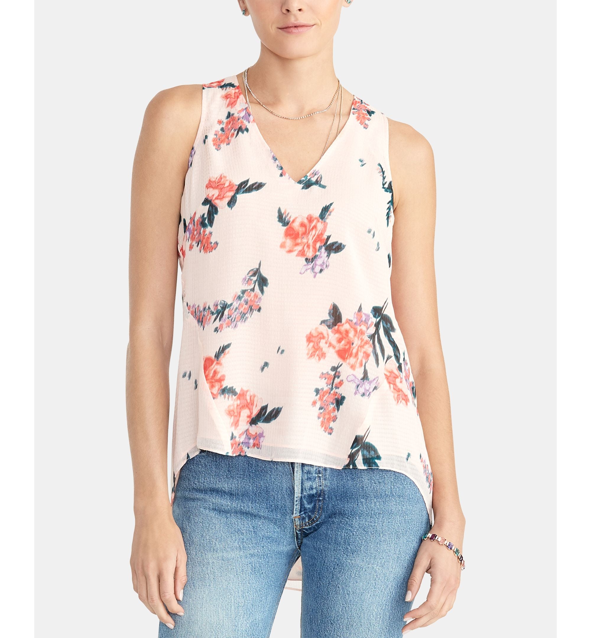 Floral-Print High-Low Top