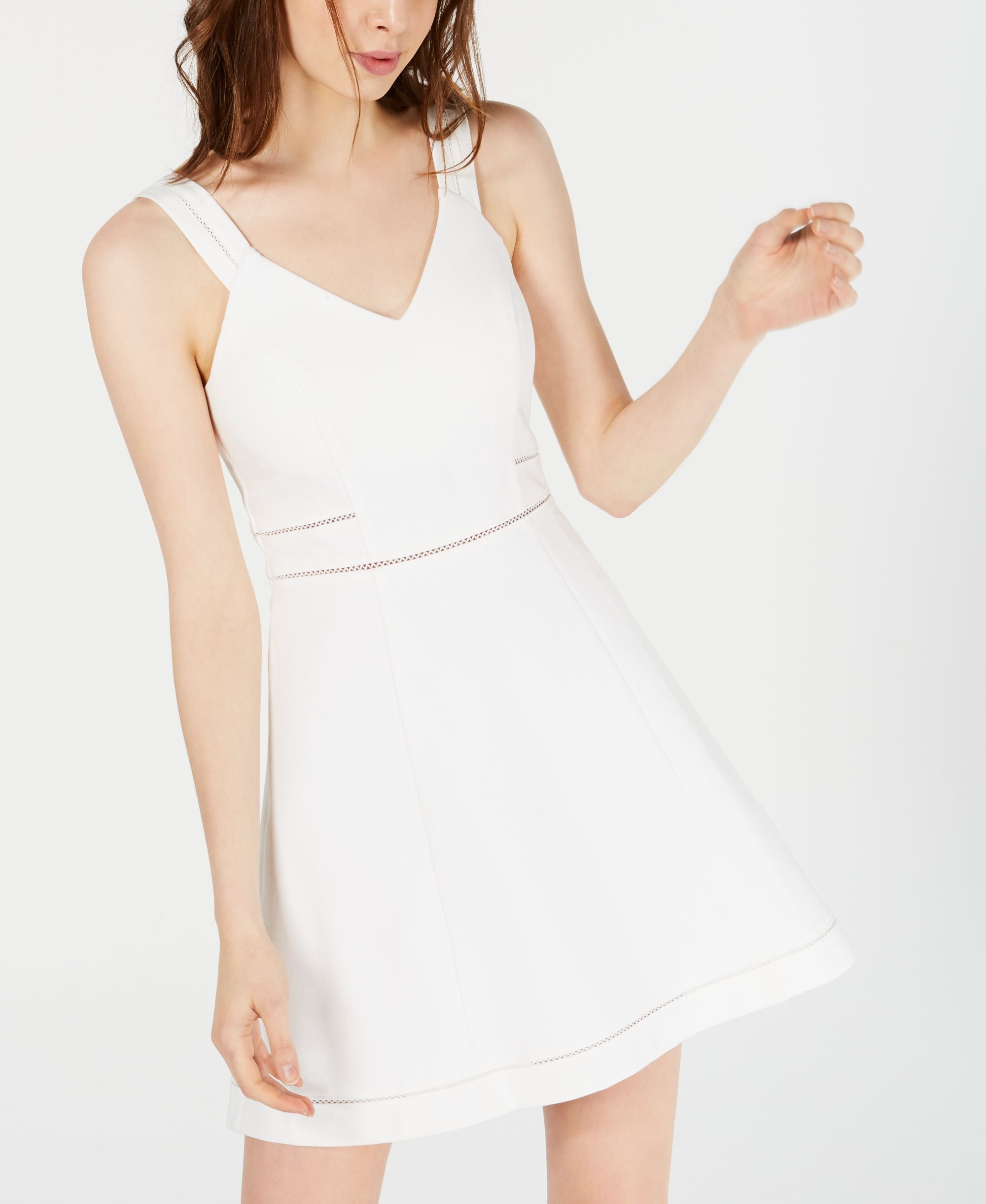 Crochet-Trim Fit & Flare Dress
