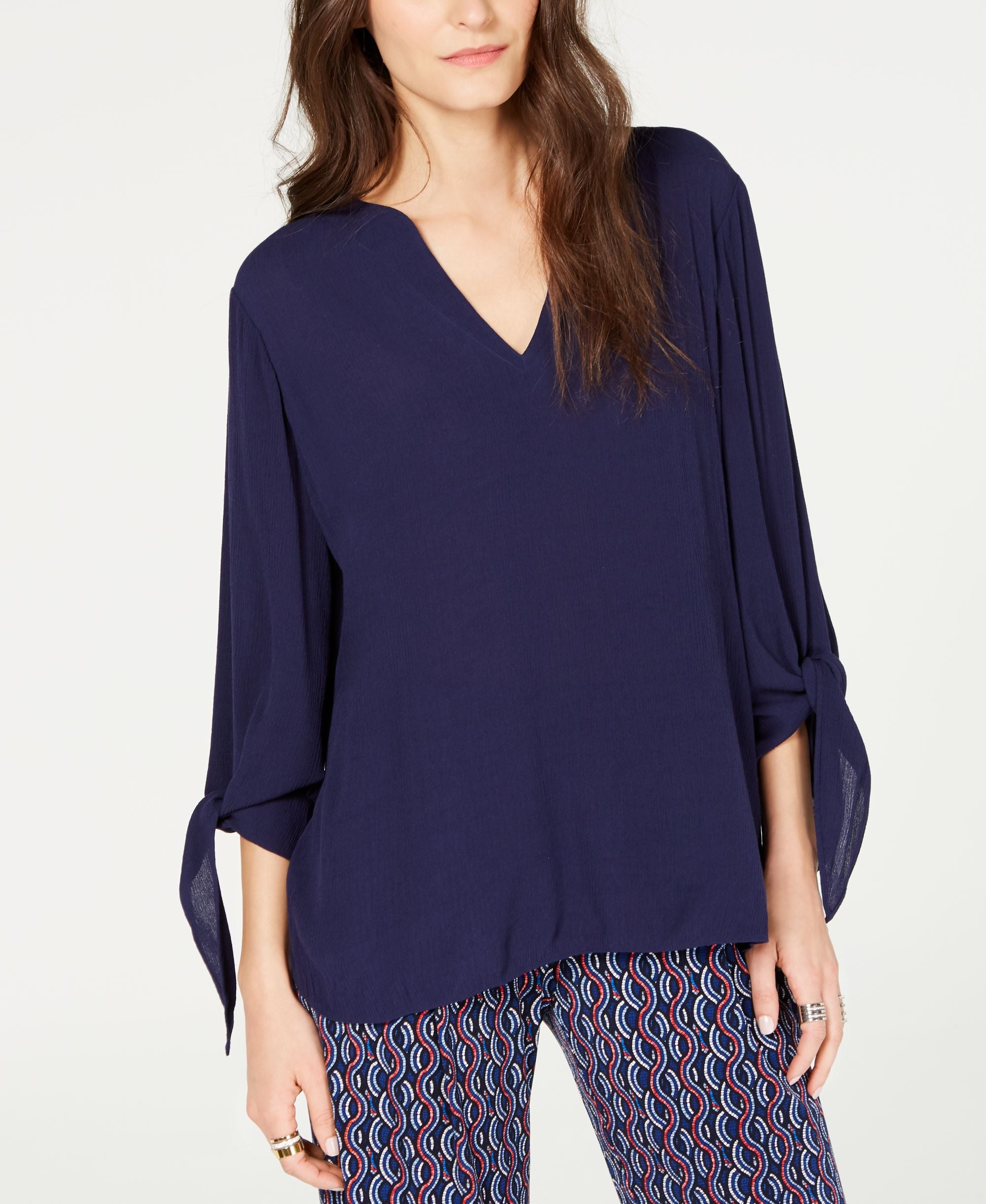 Michael Michael Kors V Neck Tie Sleeve Top Sizes