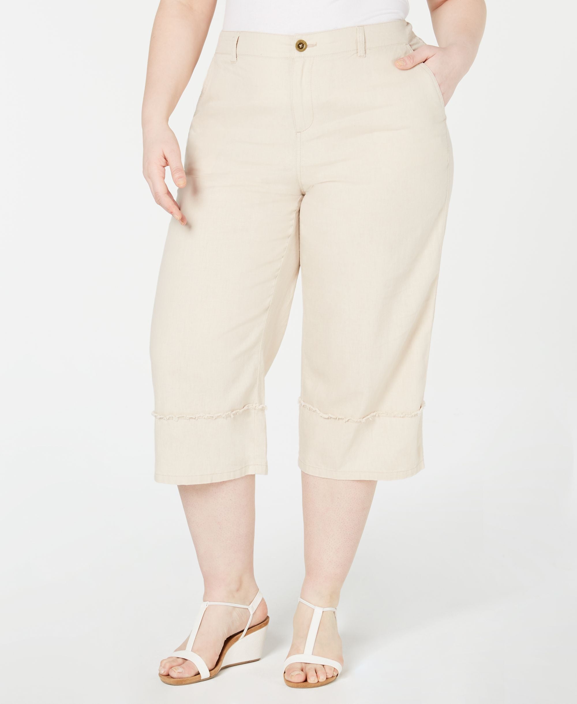 Style & Co Plus Size Frayed Trim Capris
