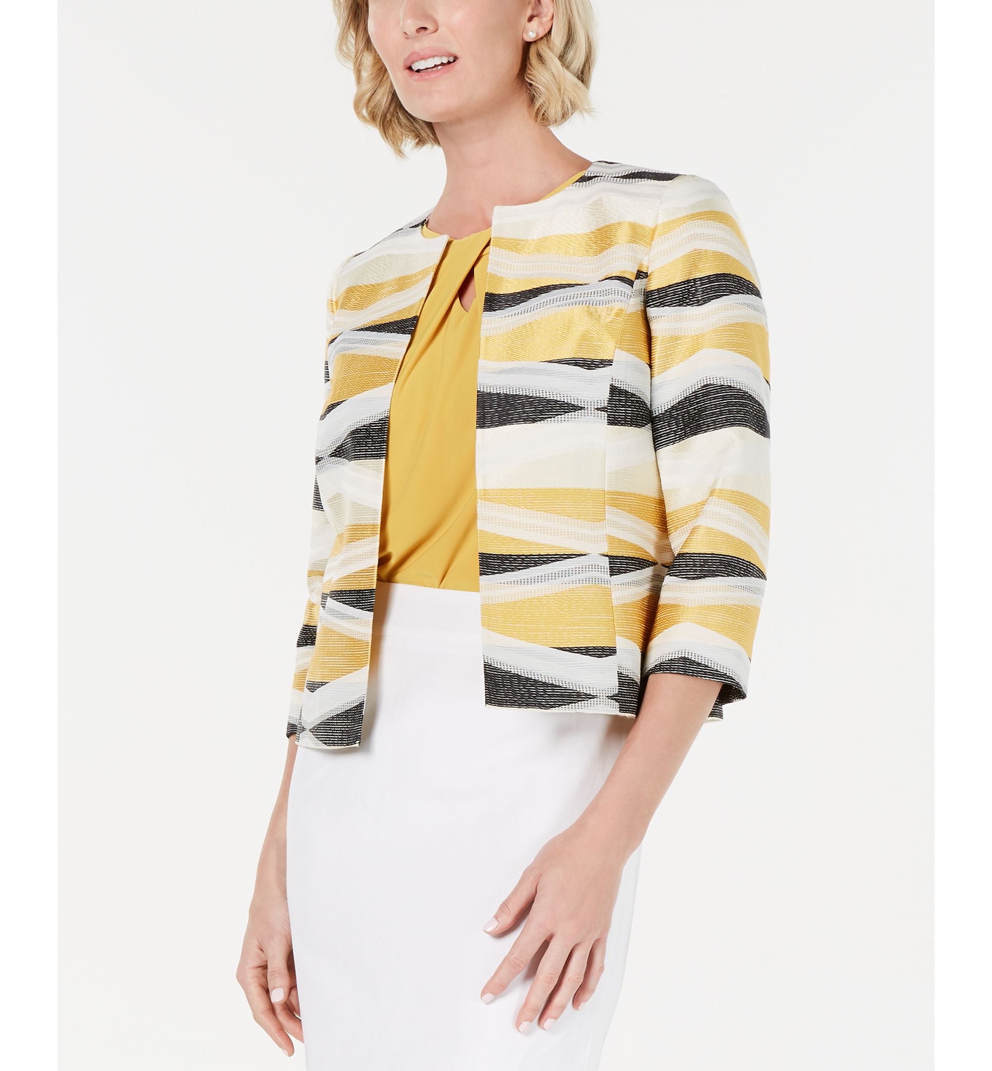 Kasper Petite Jacquard Flyaway Jacket