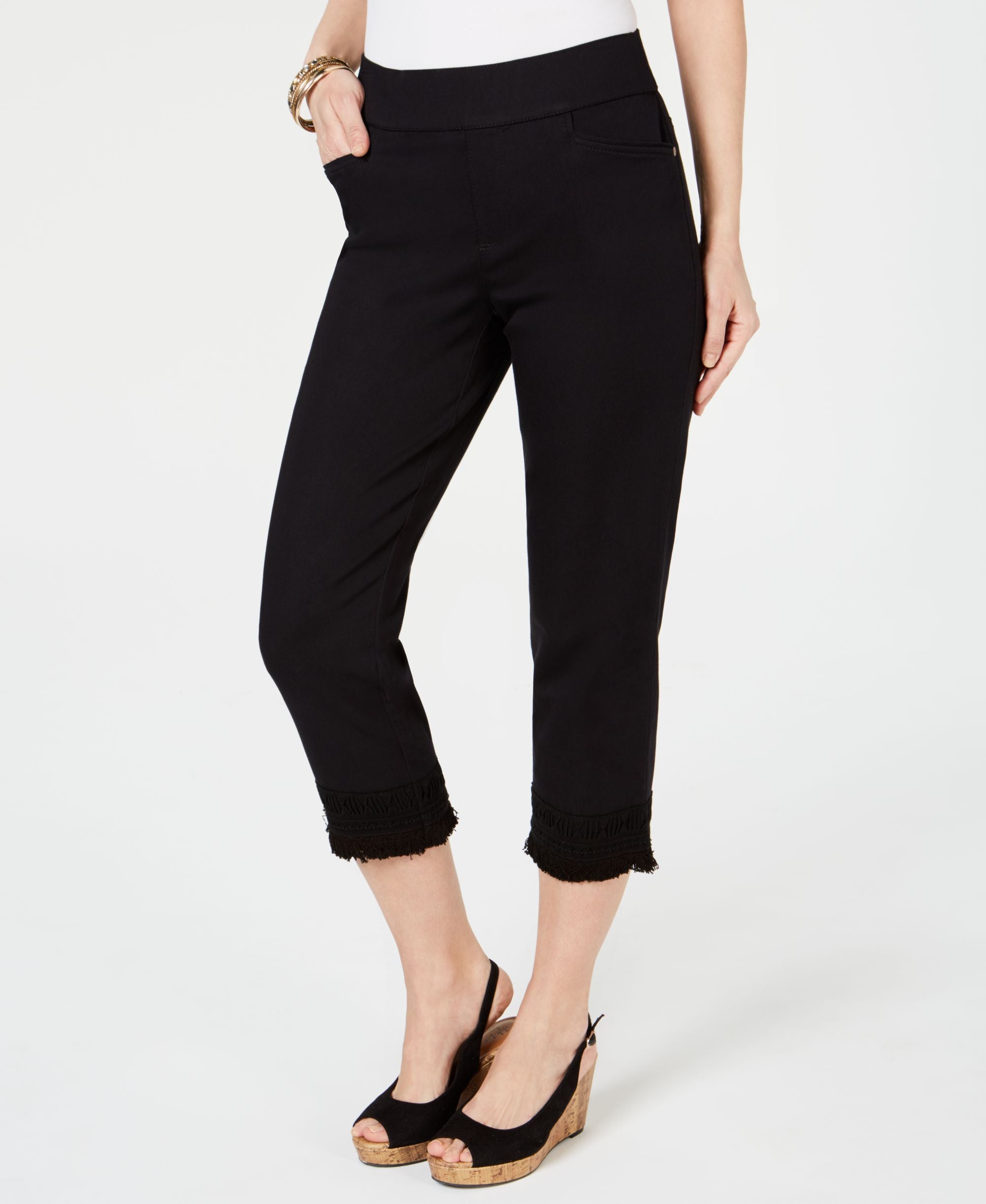 Style & Co Petite Crochet Fringe Capri Pants