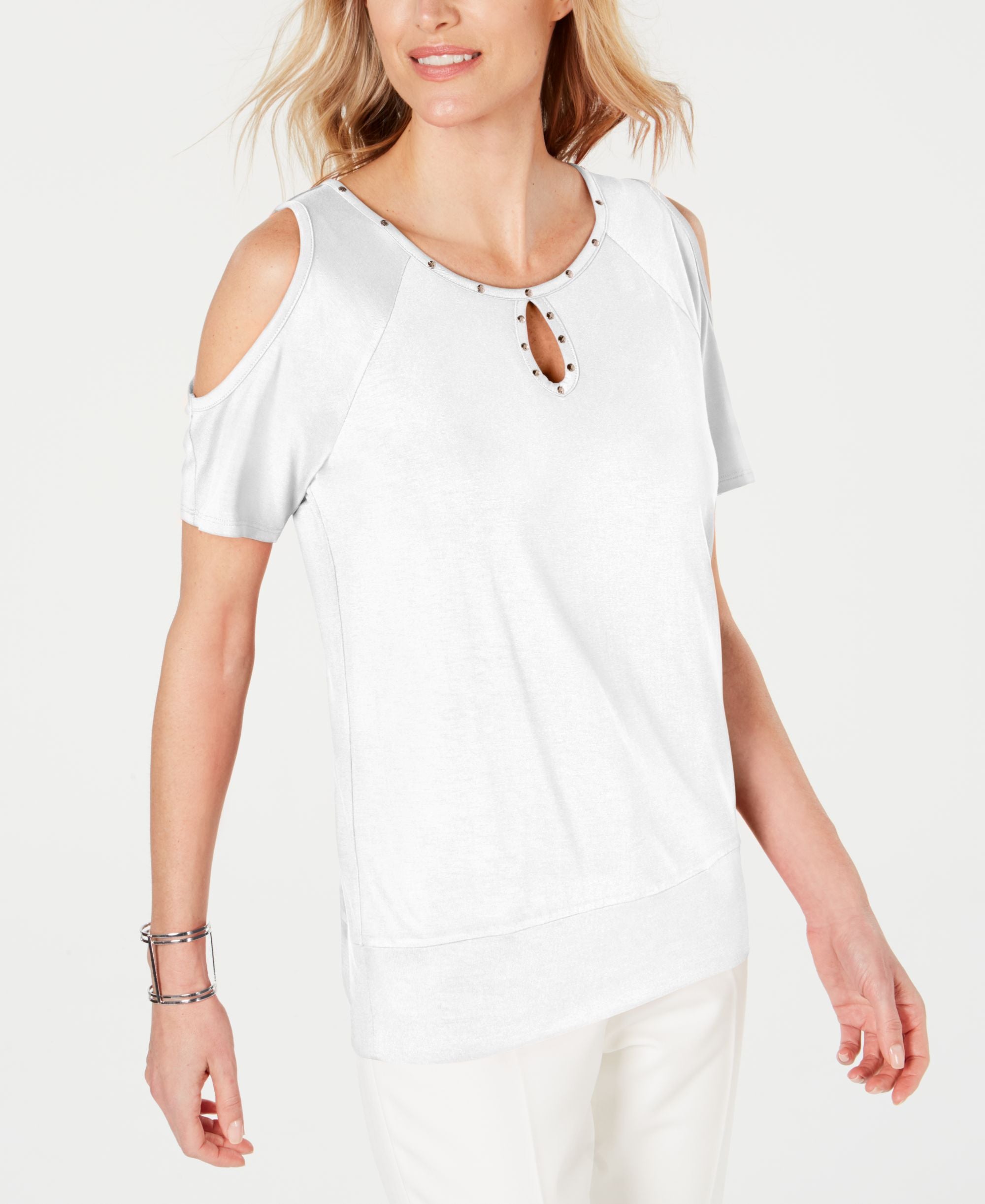 Studded Cold-Shoulder Top