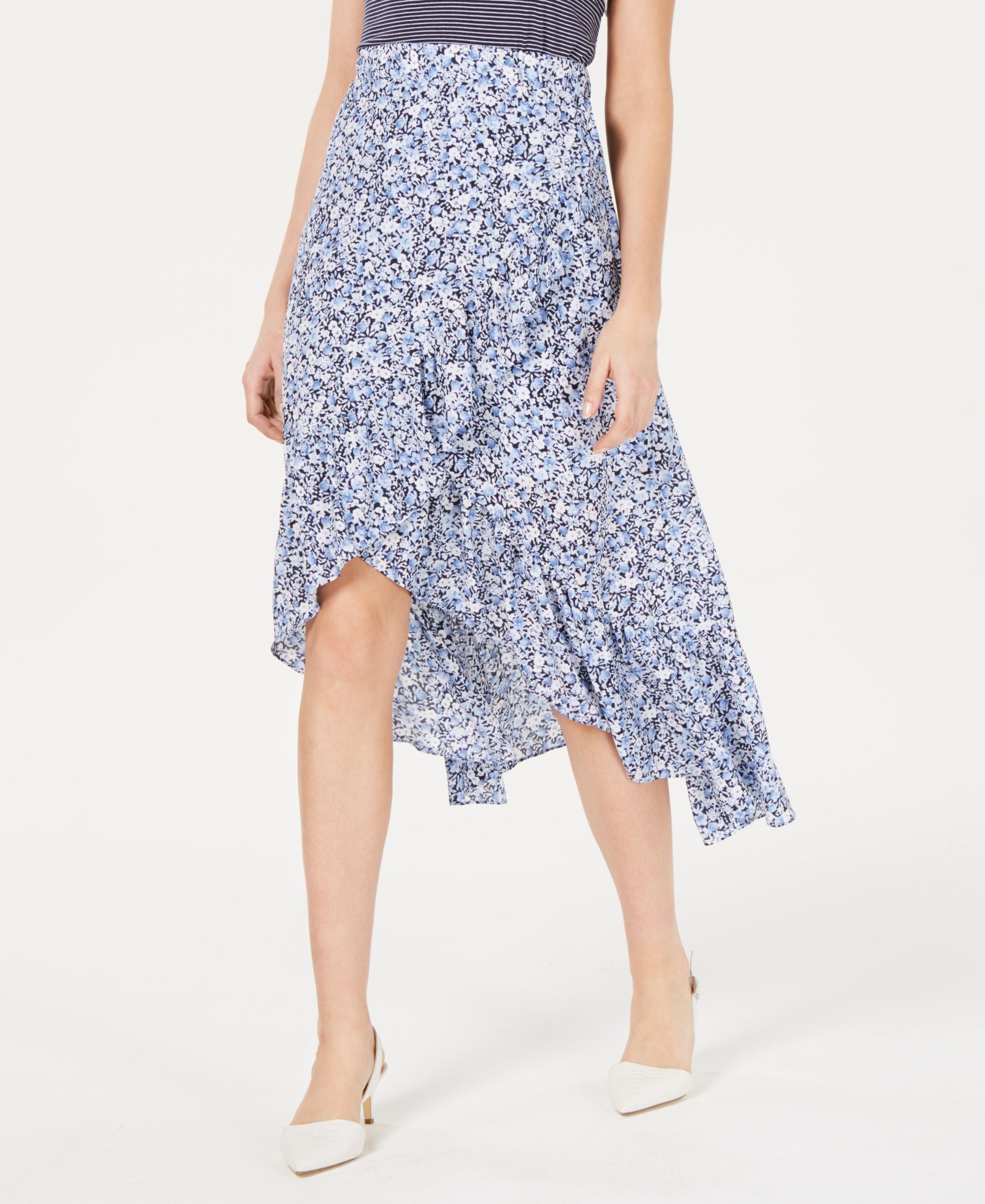 Maison Jules Ruffled High Low Maxi Skirt