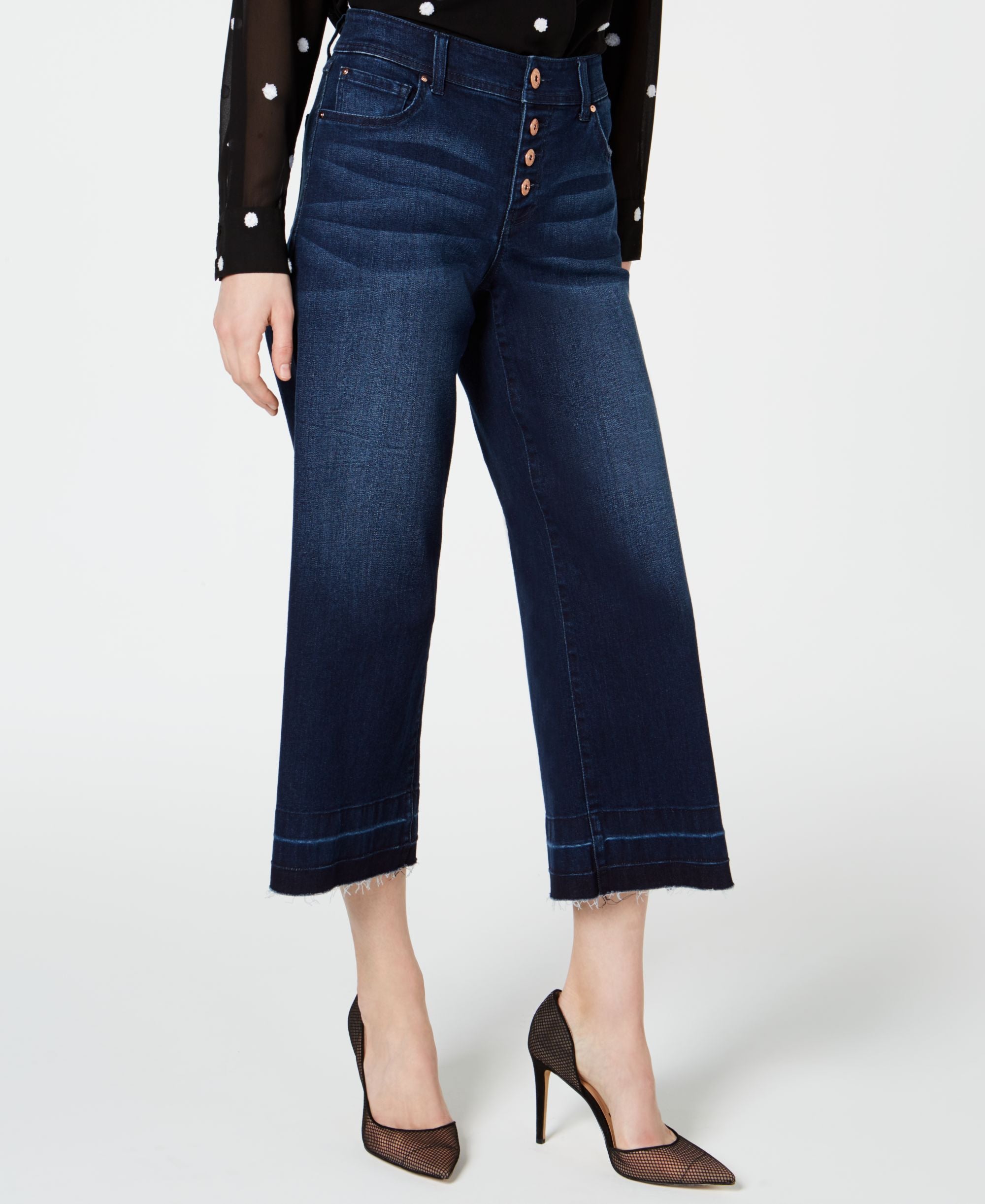 INC Petite Cropped Wide-Leg Denim