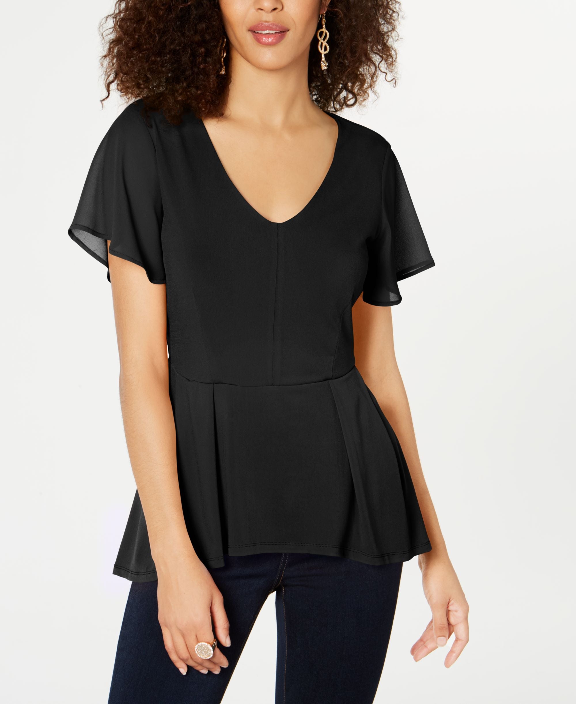 Thalia Sodi Chiffon Peplum Hem Top