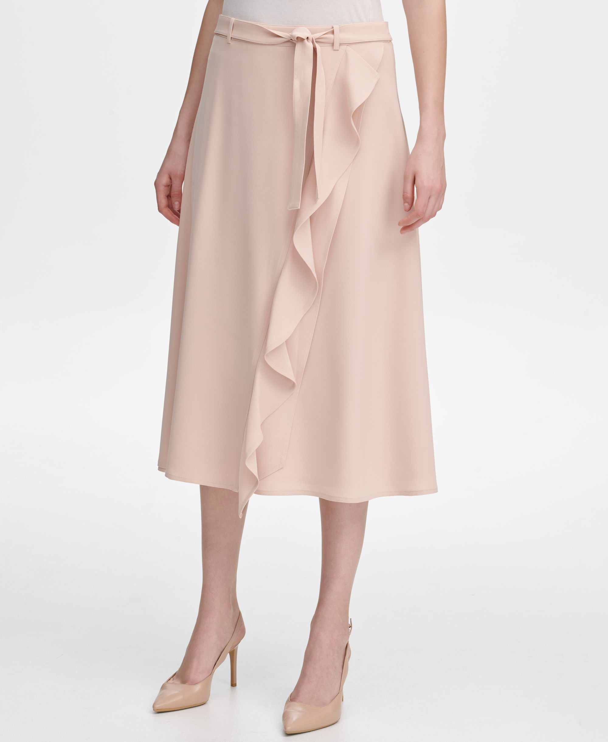 Calvin Klein Ruffled Faux Wrap Skirt