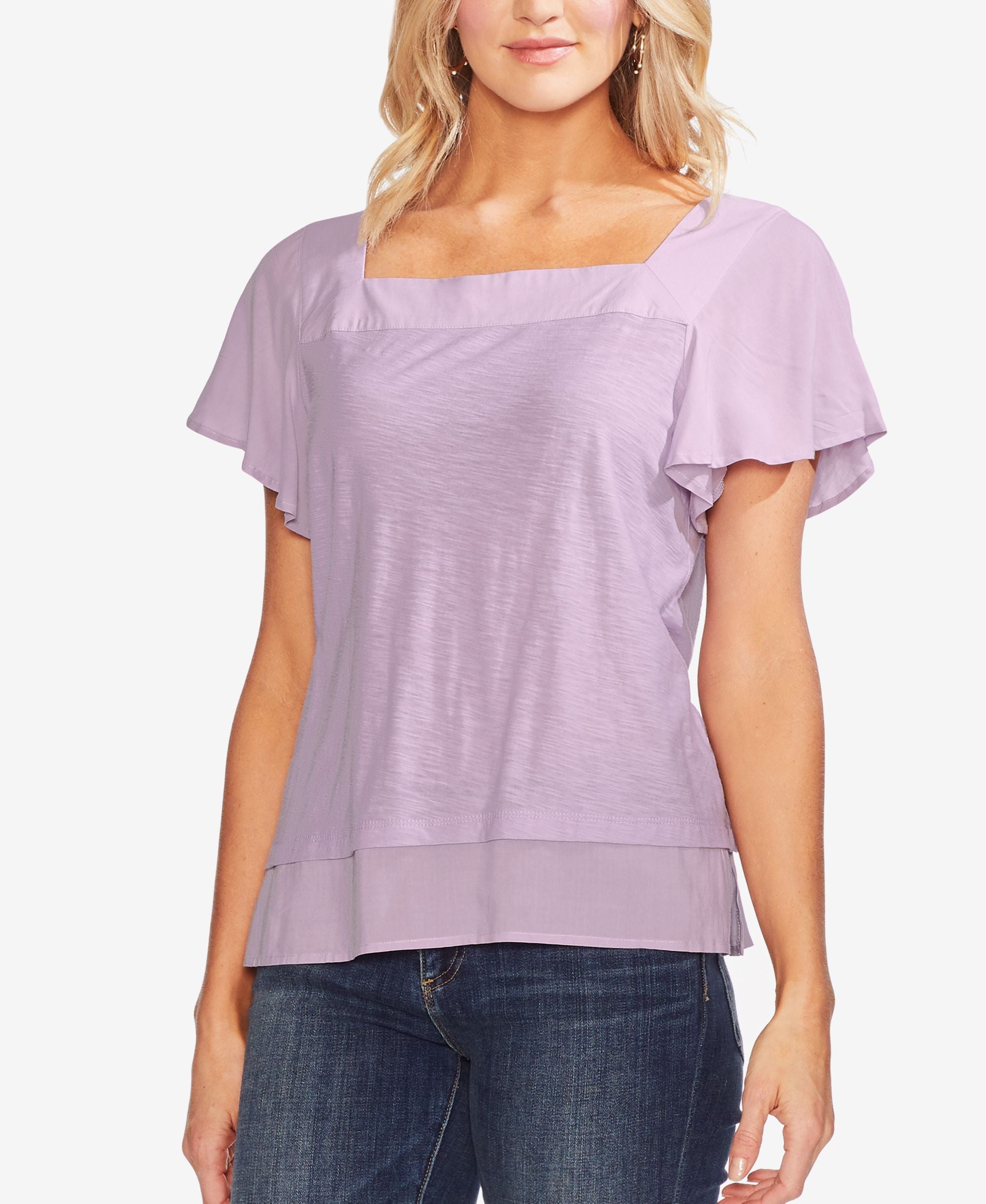 Vince Camuto Square Neck Layered Top
