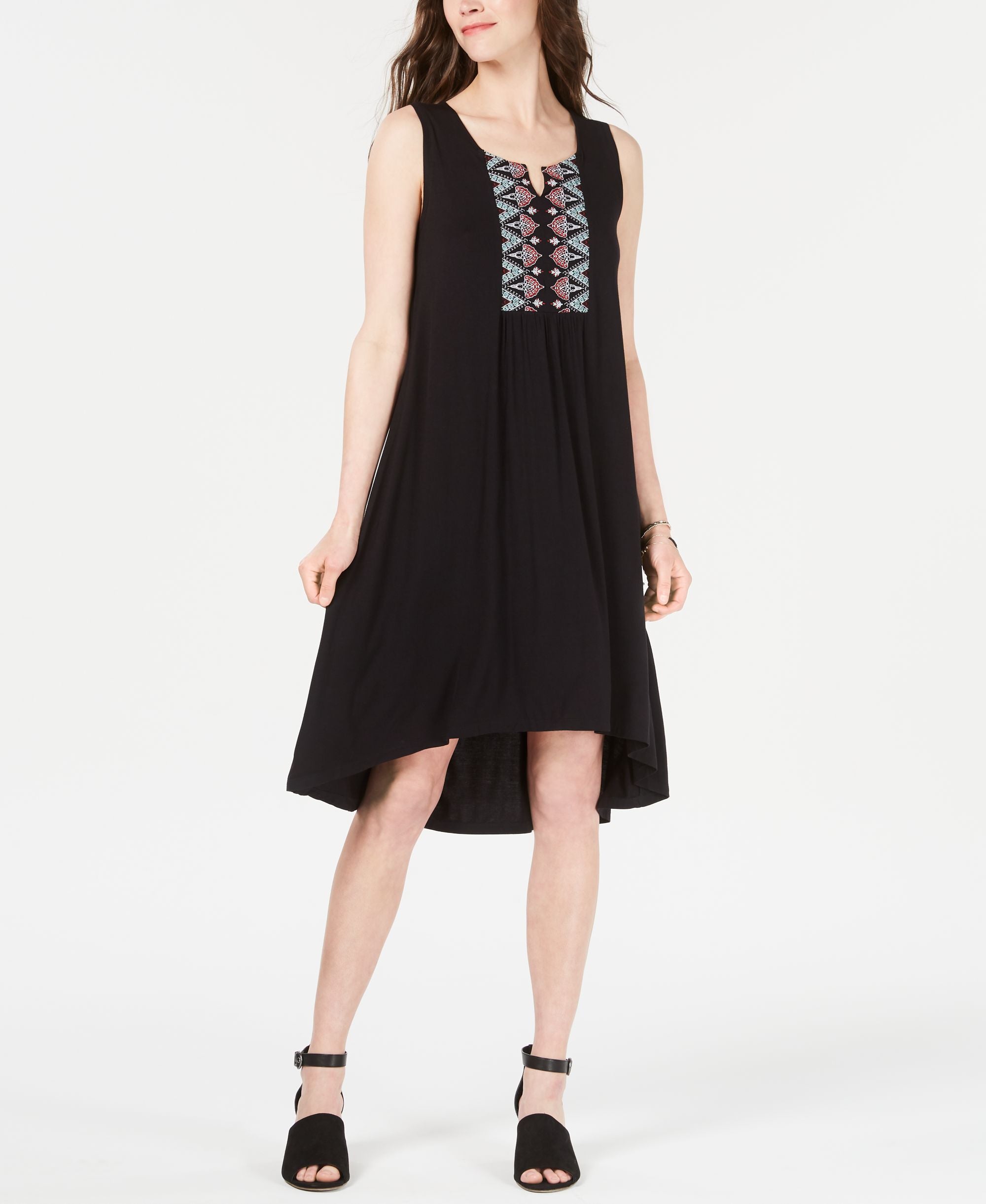 Petite Embroidered High-Low Dress