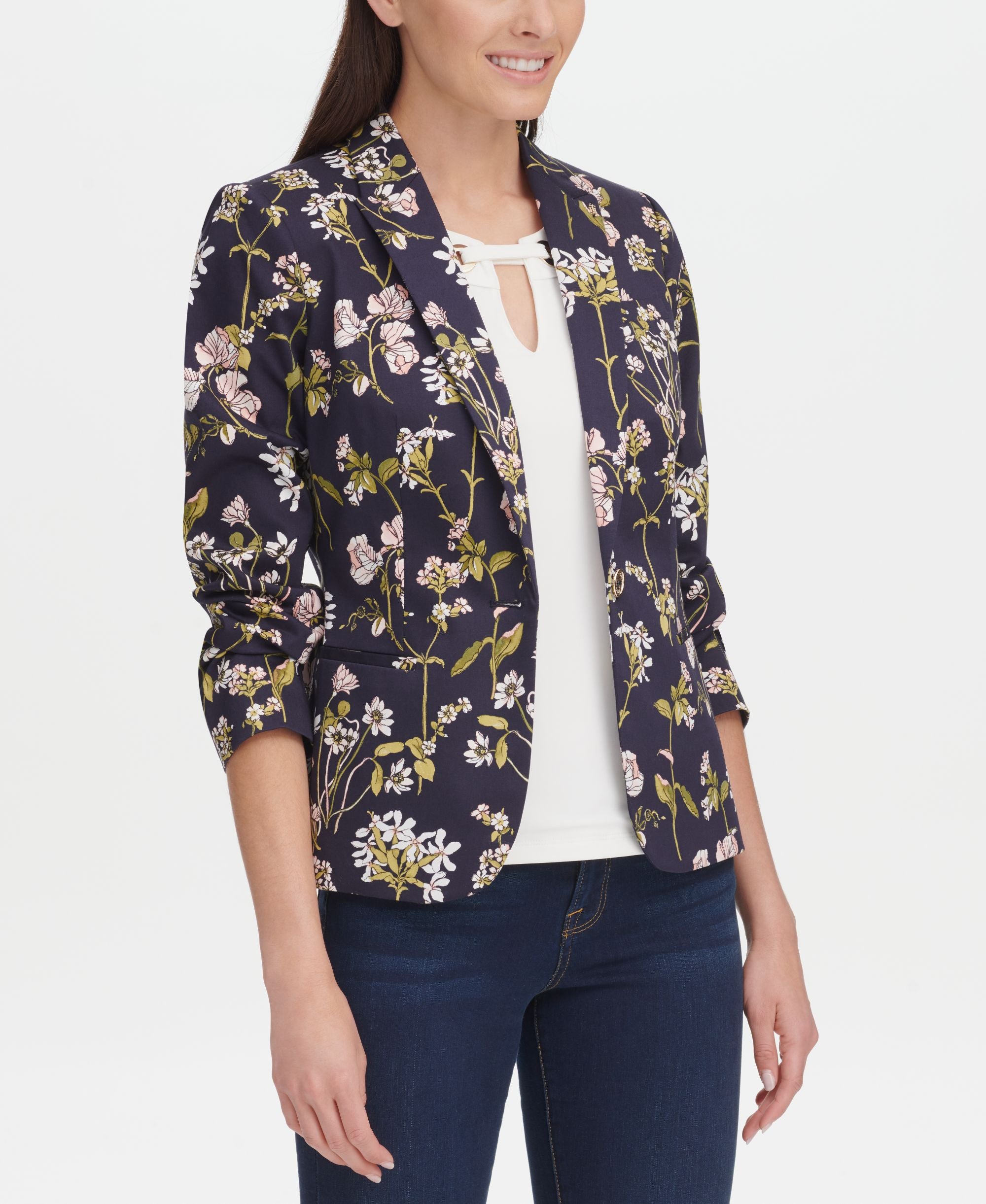 Tommy Hilfiger Floral Print One Button Jacket