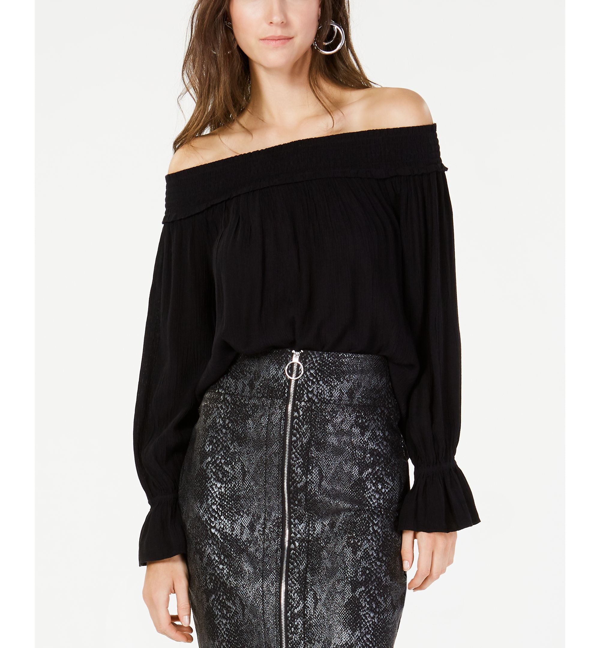 INC Smocked Off-The-Shoulder Top