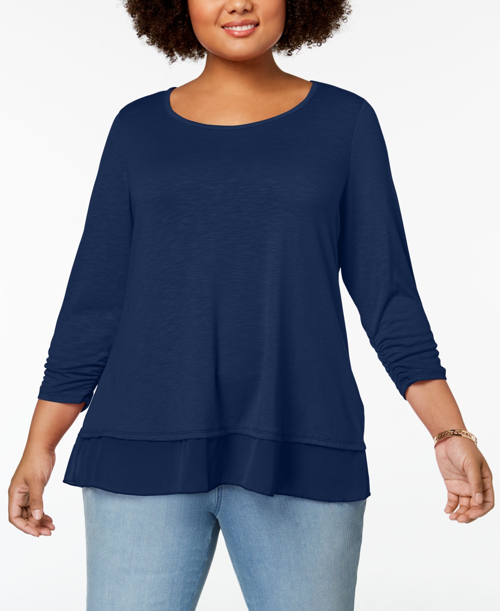 Style & Co Plus Size Chiffon Hem Top