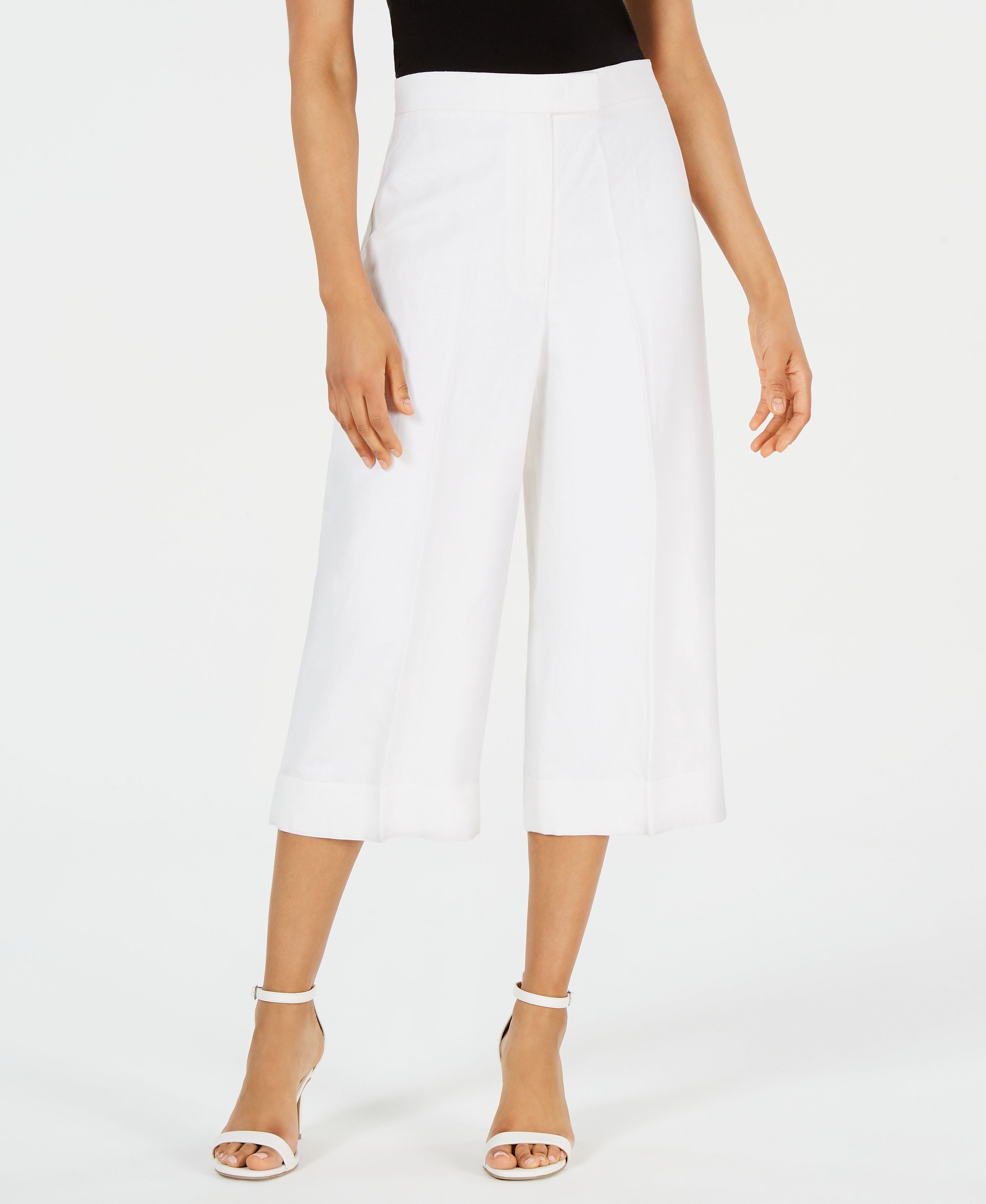 Anne Klein Womens White Cropped Pants White 14