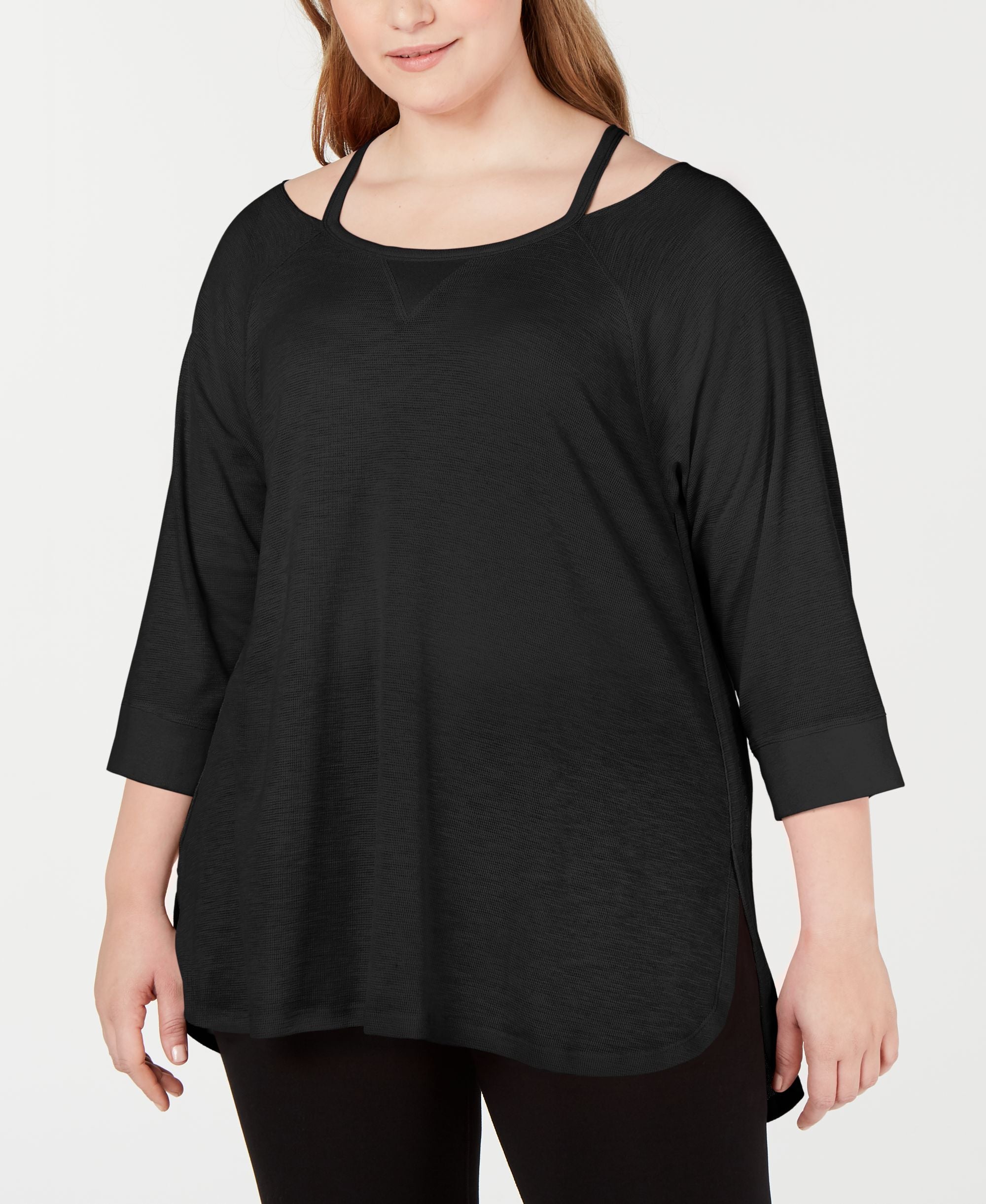 Calvin Klein Performance Plus Size Cutout Neck Top