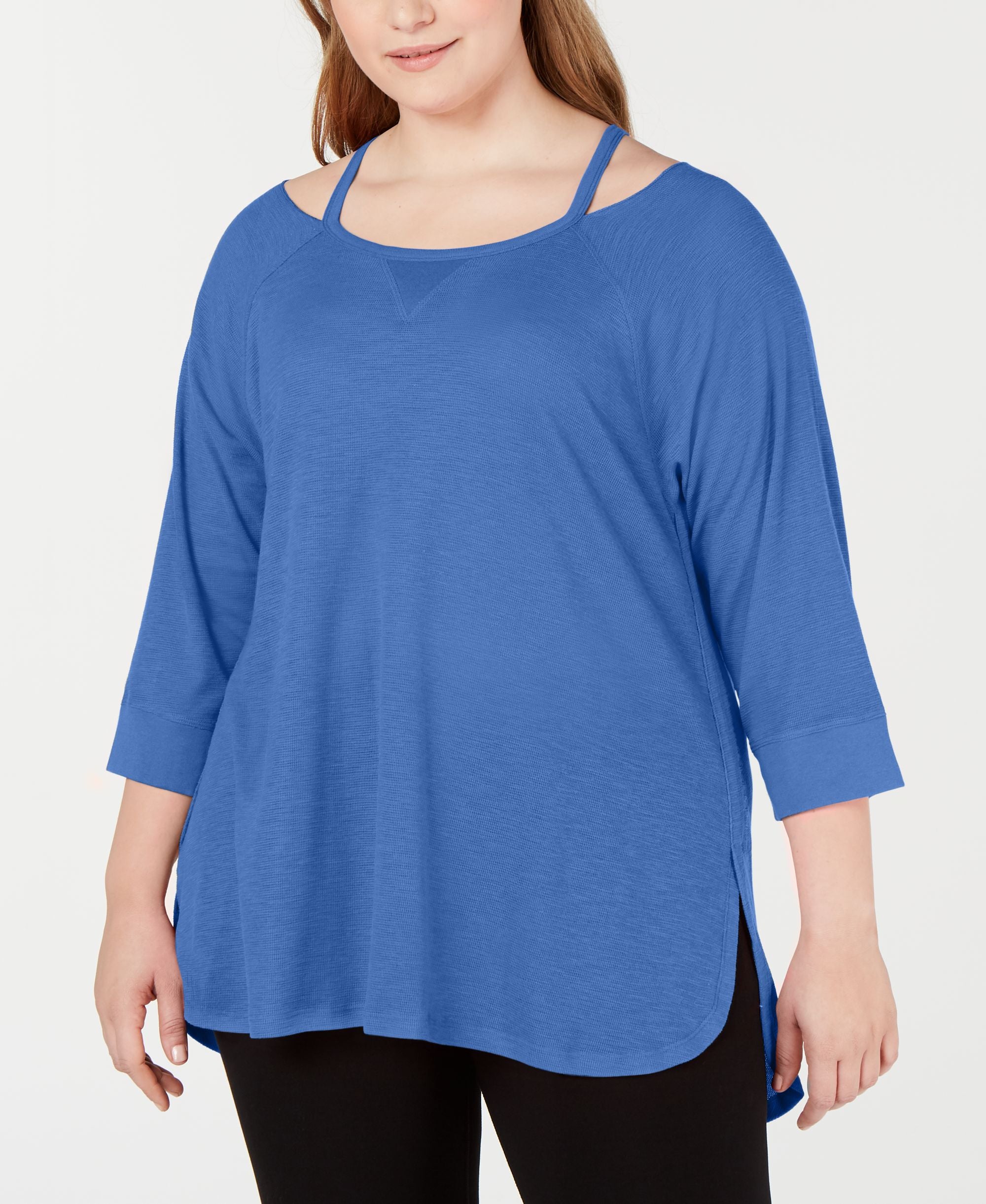 Calvin Klein Performance Plus Size Cutout Neck Top