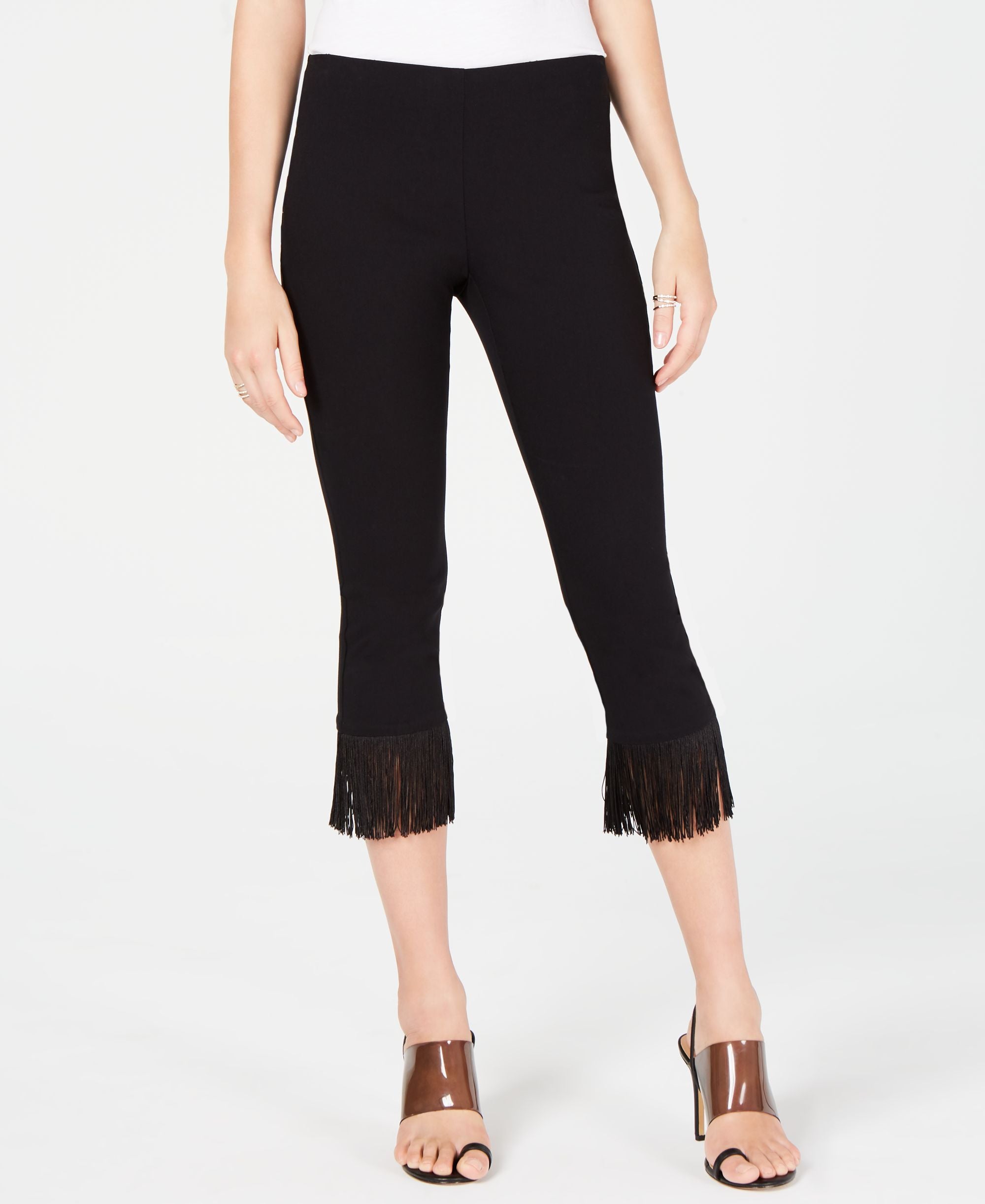 Petite Fringe Hem Ankle Pants