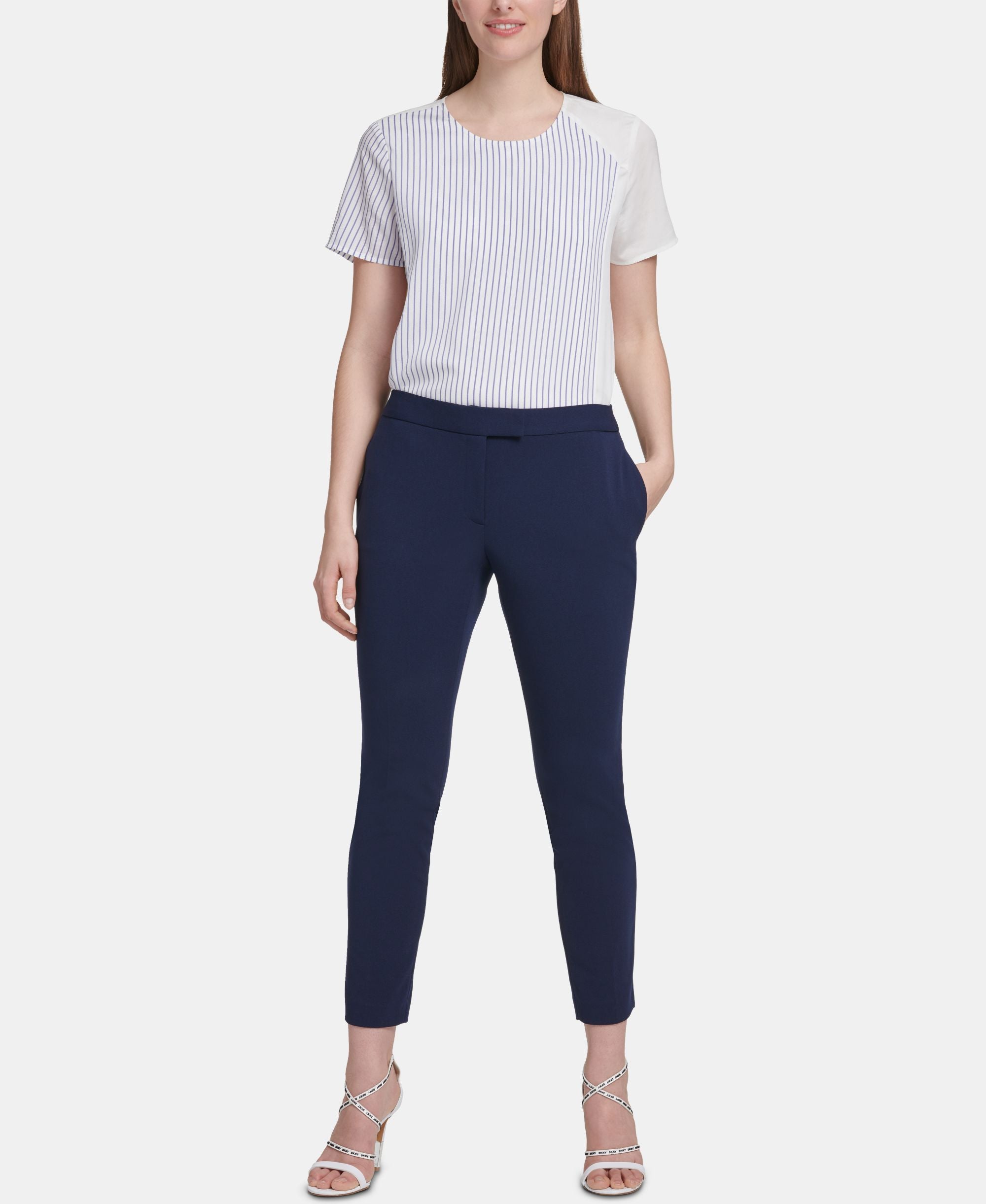 DKNY Side Slit Slim Leg Pants