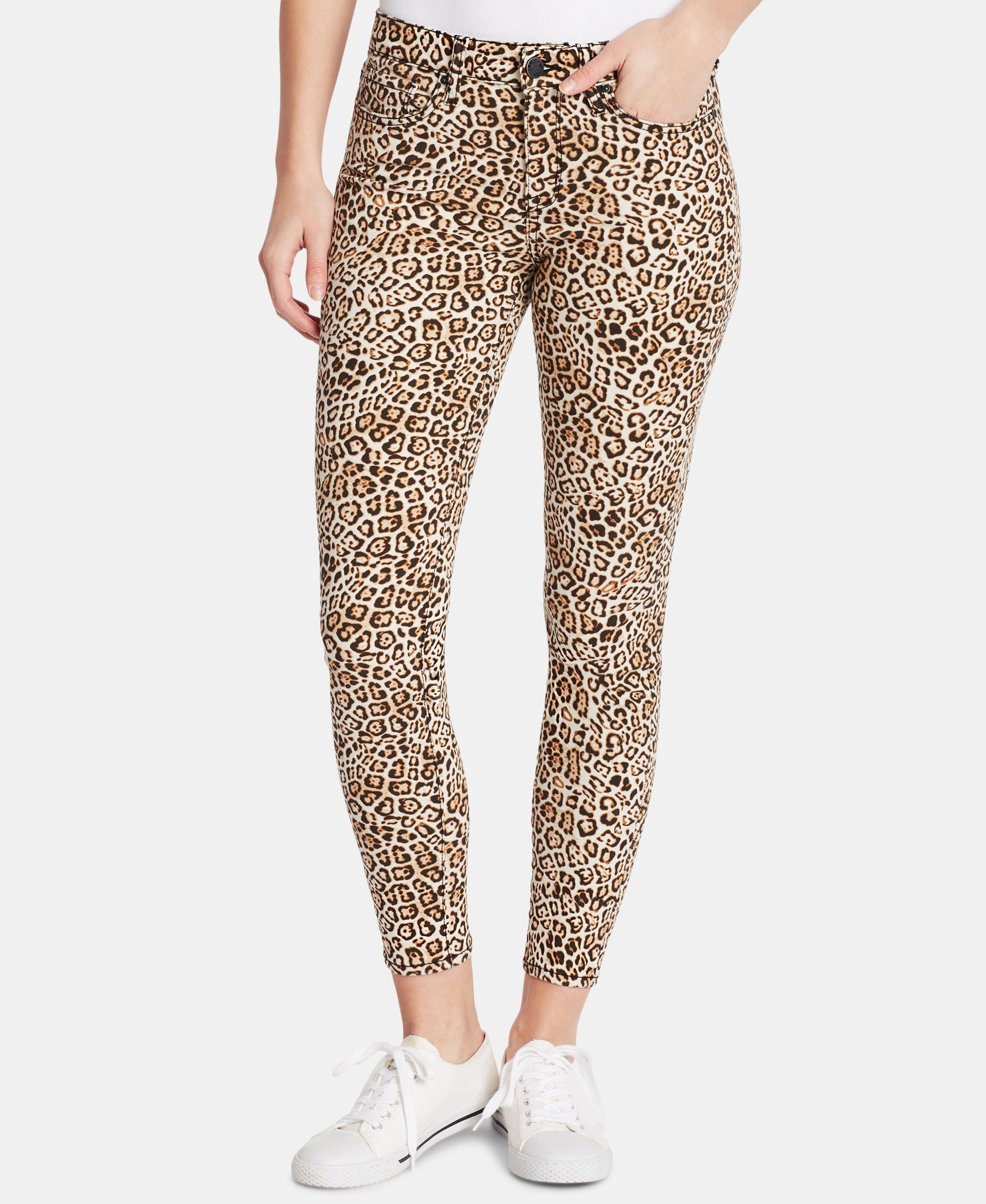 Animal-Print Ankle Skinny Jeans